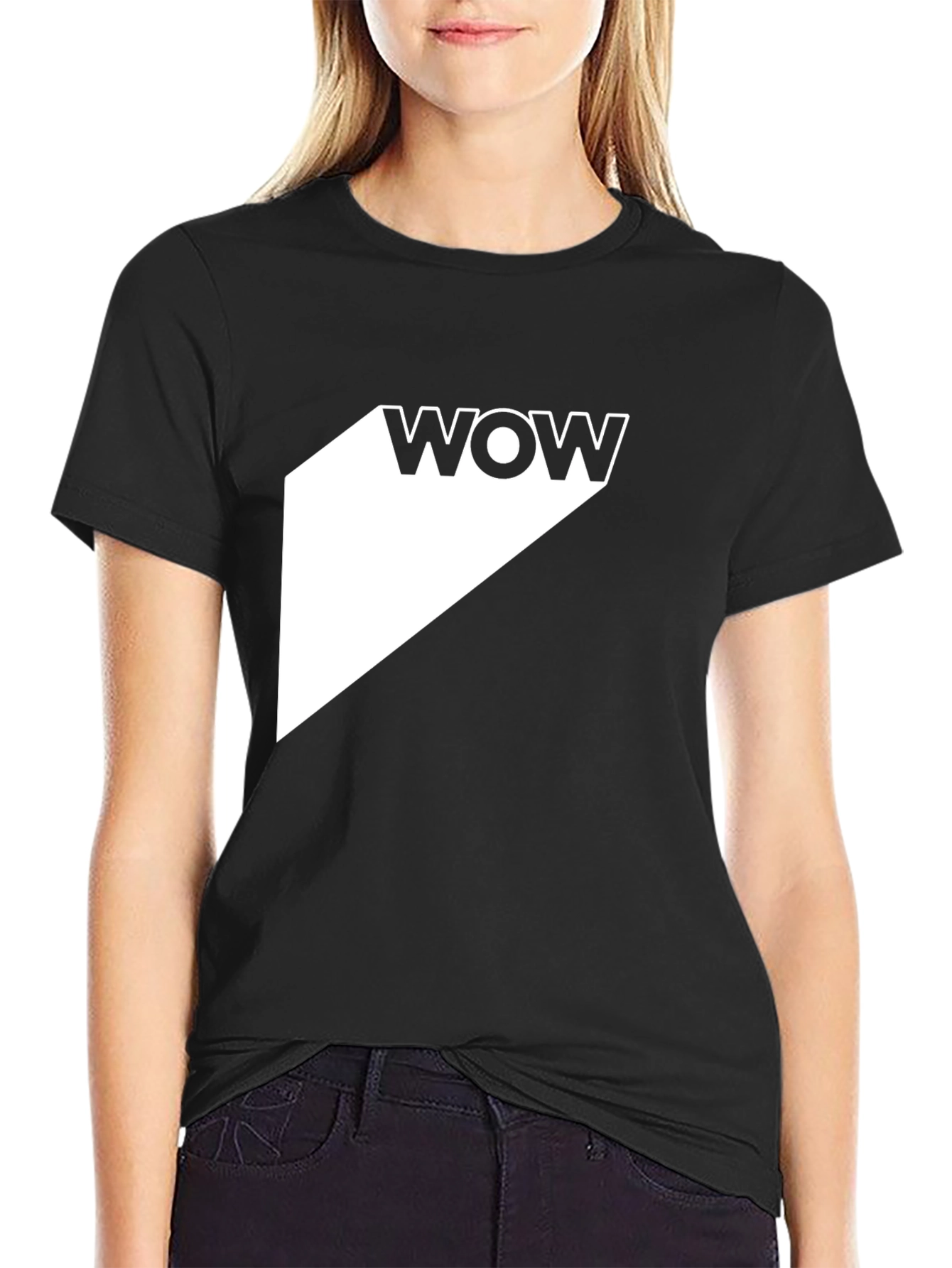 Black WOW Graphic Tee - Modern Black T-Shirt view 2