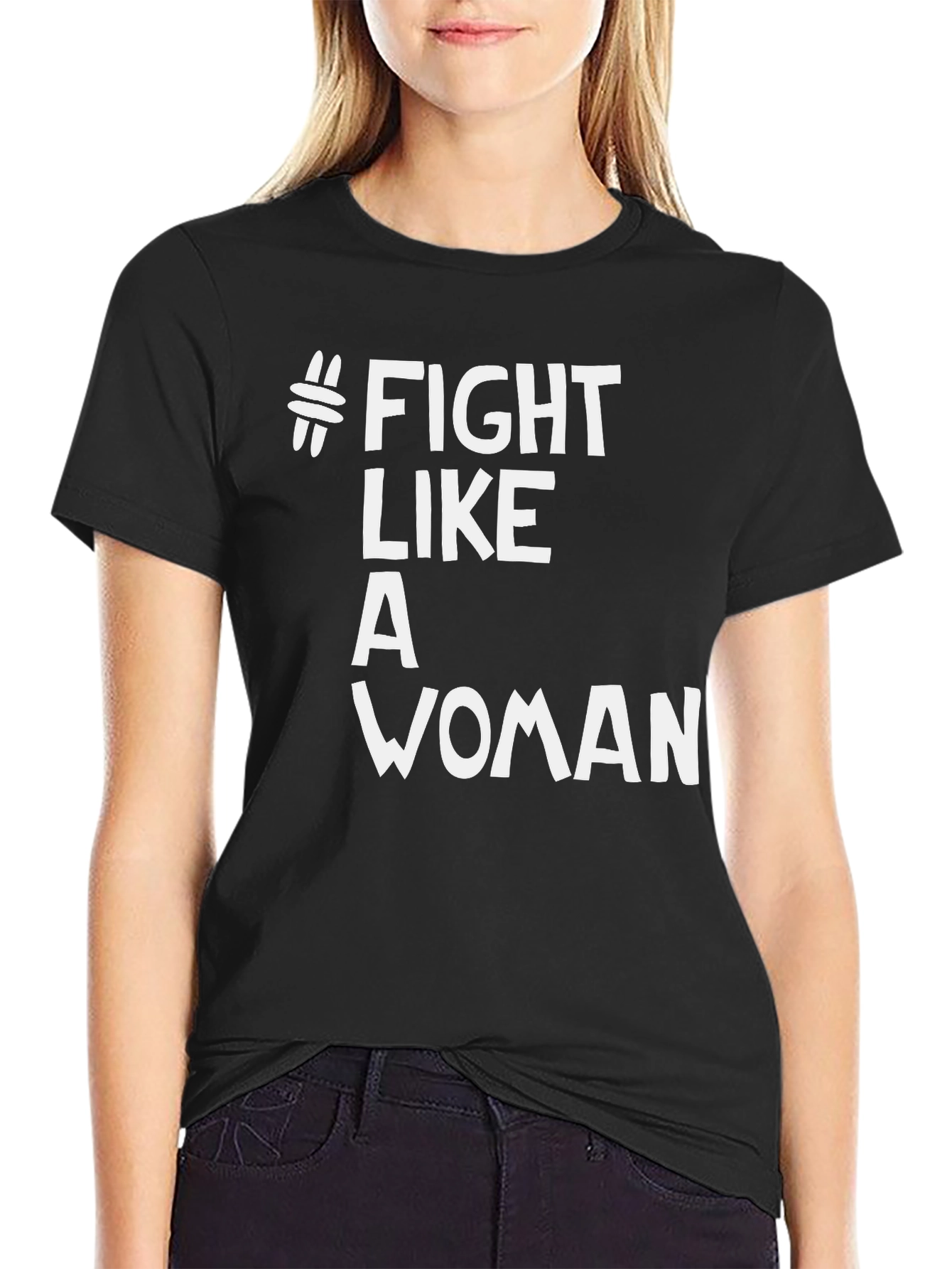 Black Fight Like A Woman T-Shirt view 2