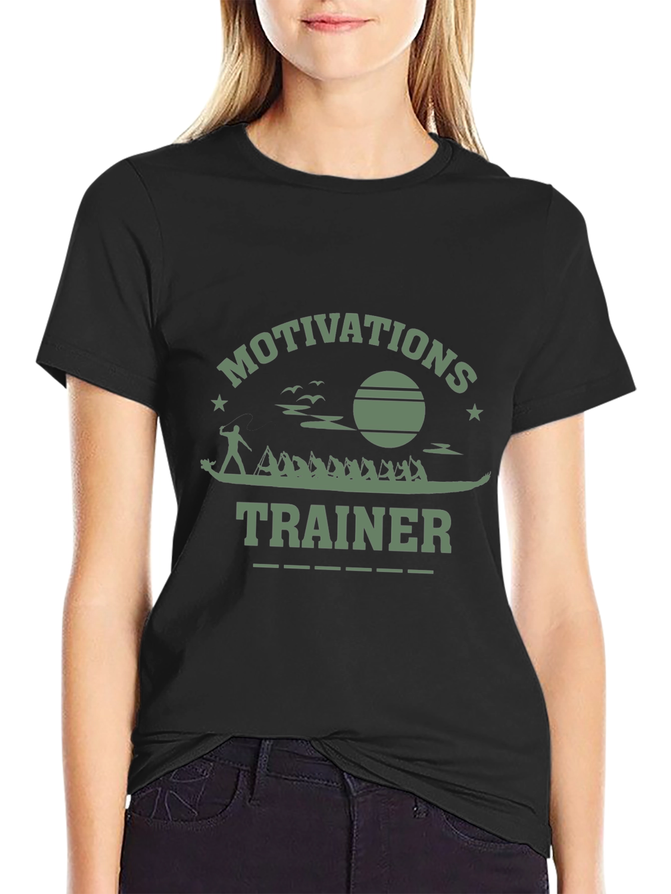 Black Motivational Trainer Graphic T-Shirt view 2