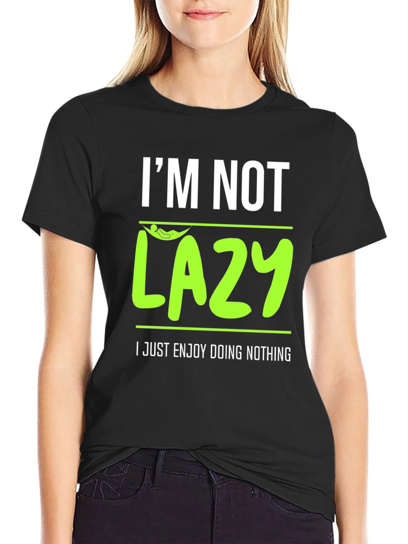 Black I'm Not Lazy - Enjoy Doing Nothing T-Shirt view 2