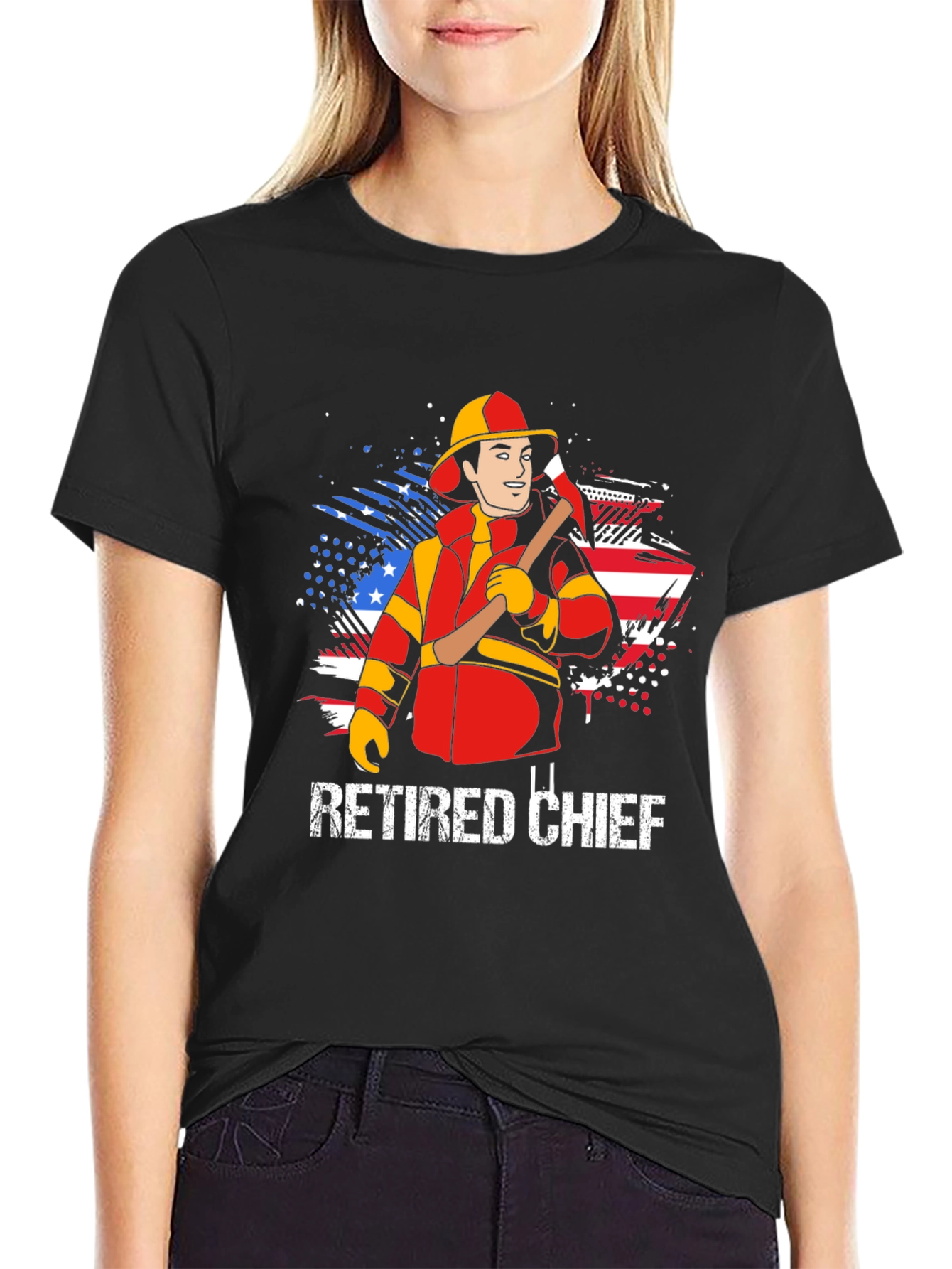 Black Retired Fire Chief T-Shirt view 2