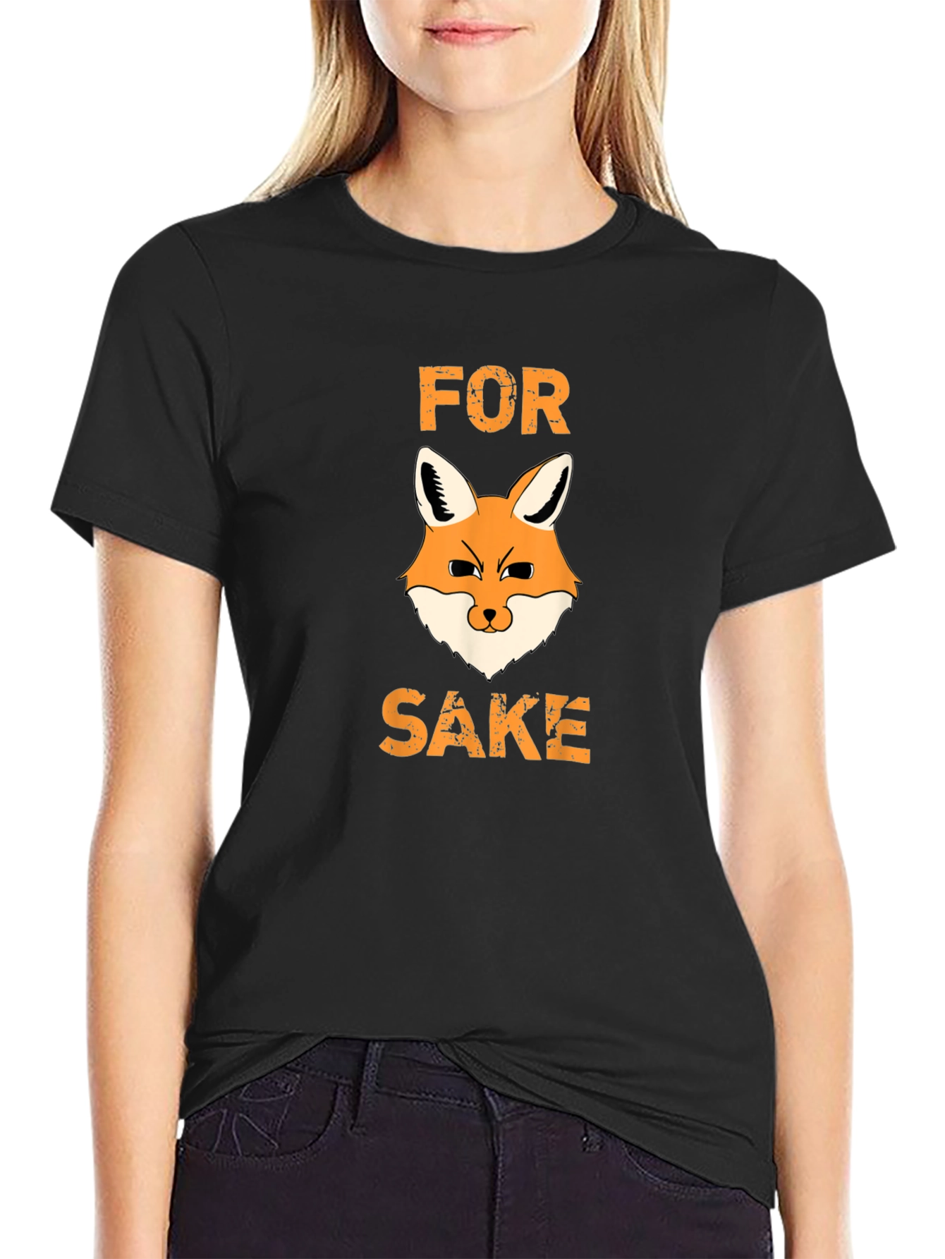 Black For Fox Sake T-Shirt - Funny Graphic Tee view 2