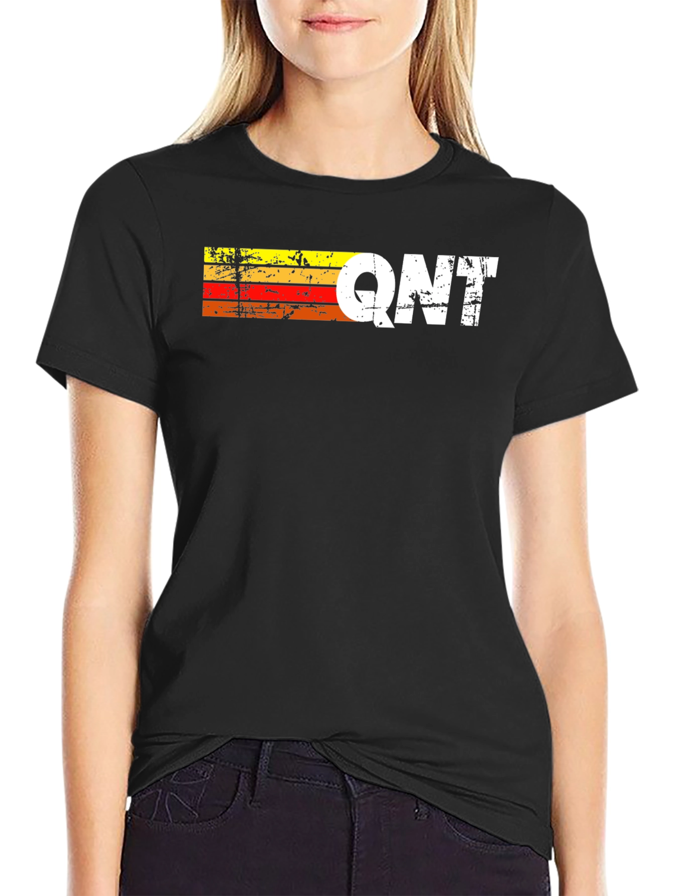 Black QNT Graphic Tee - Retro Style Black T-Shirt view 2