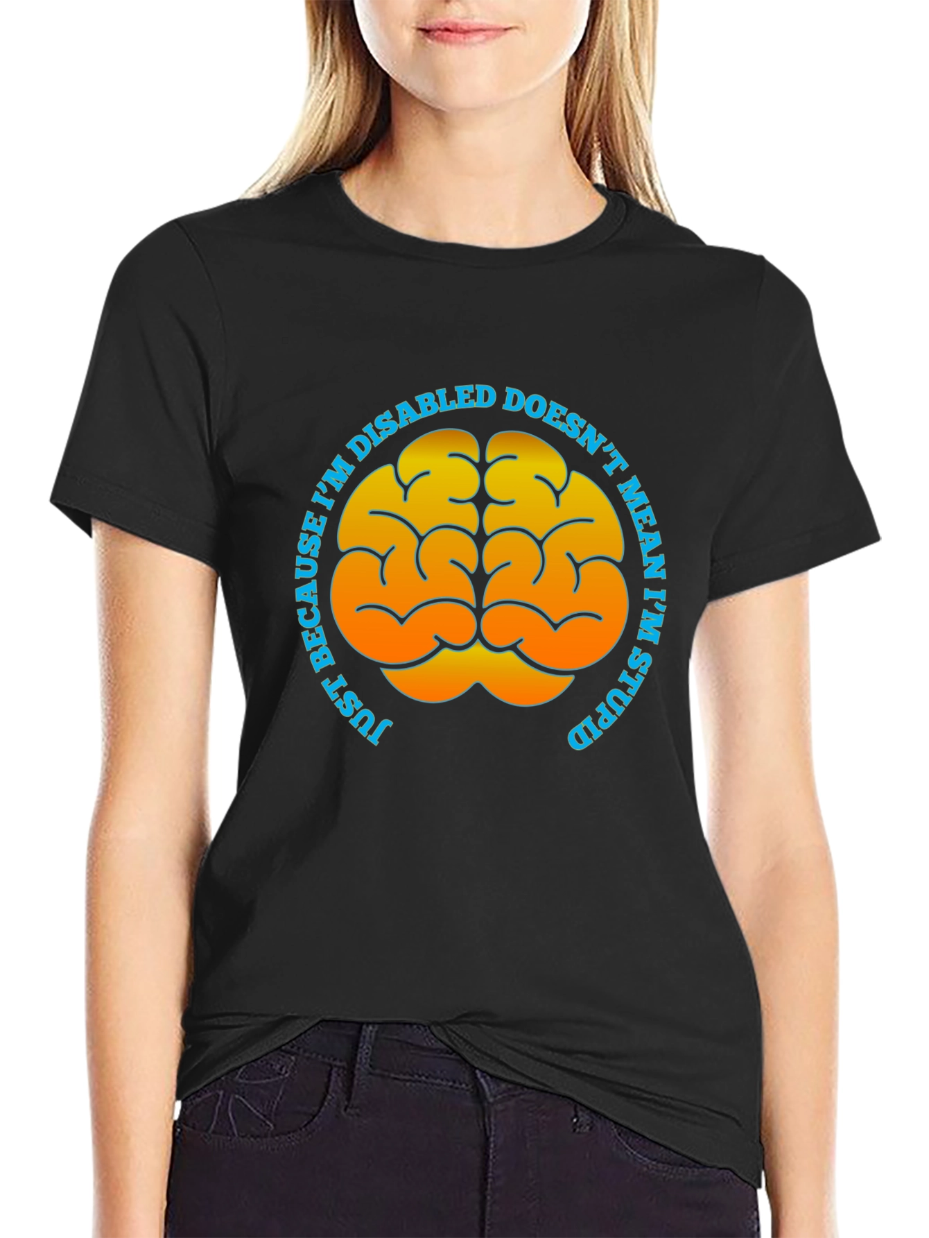 Black Brain Graphic T-Shirt - Disability Awareness Tee view 2