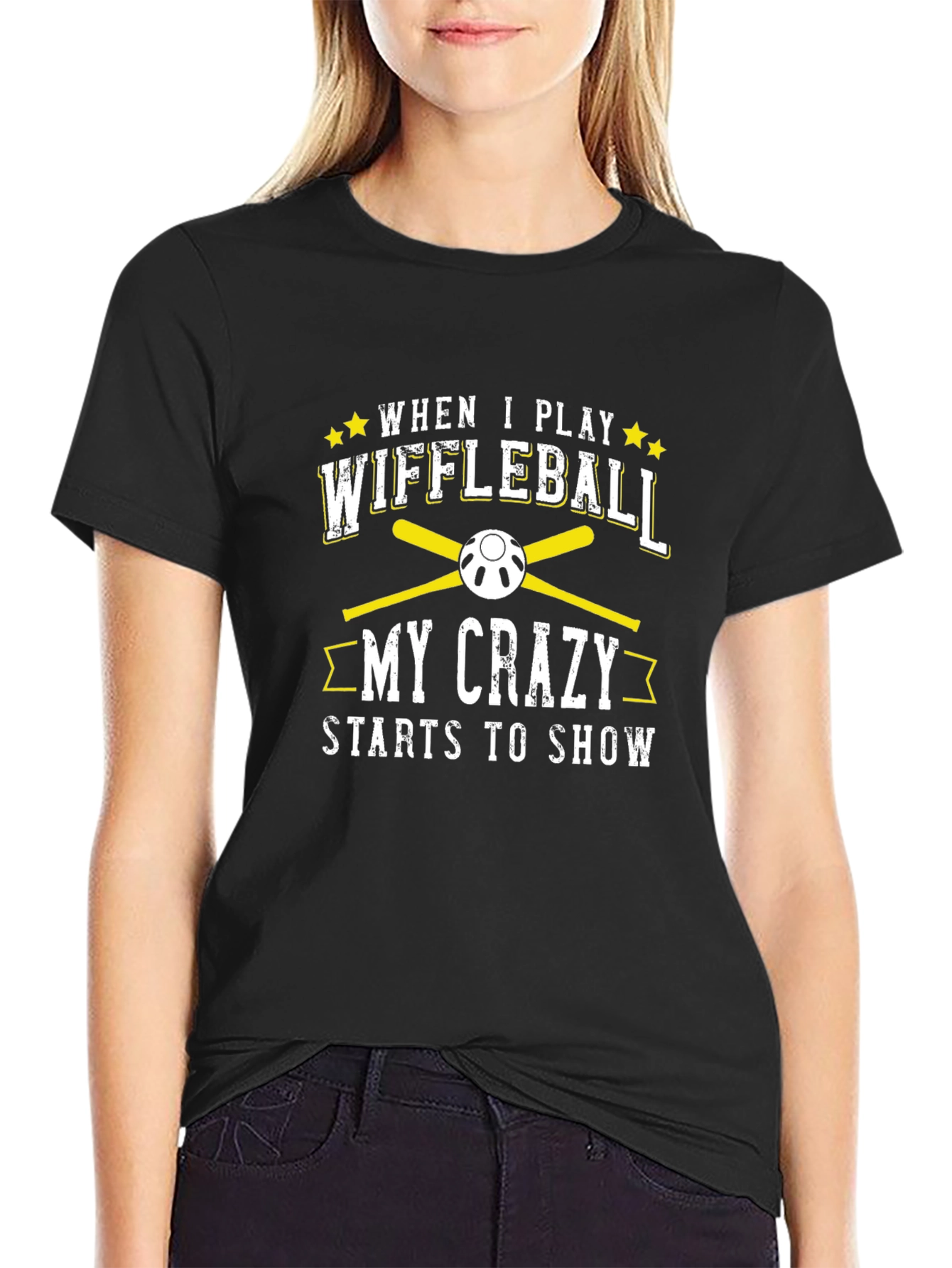 Black Wiffleball Crazy T-Shirt - Baseball Bats Tee view 2