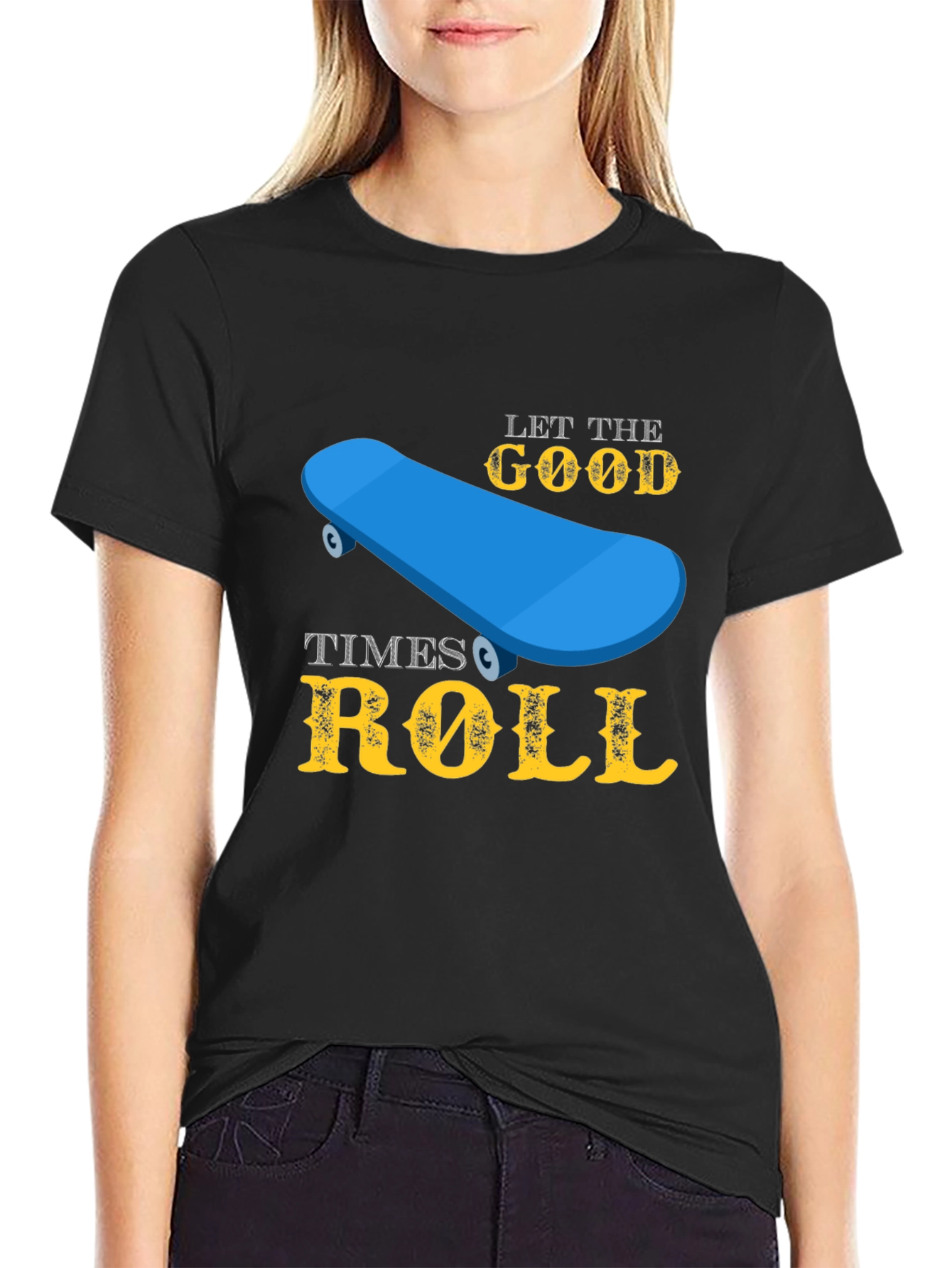 Black Skateboard T-Shirt - Let the Good Times Roll view 2