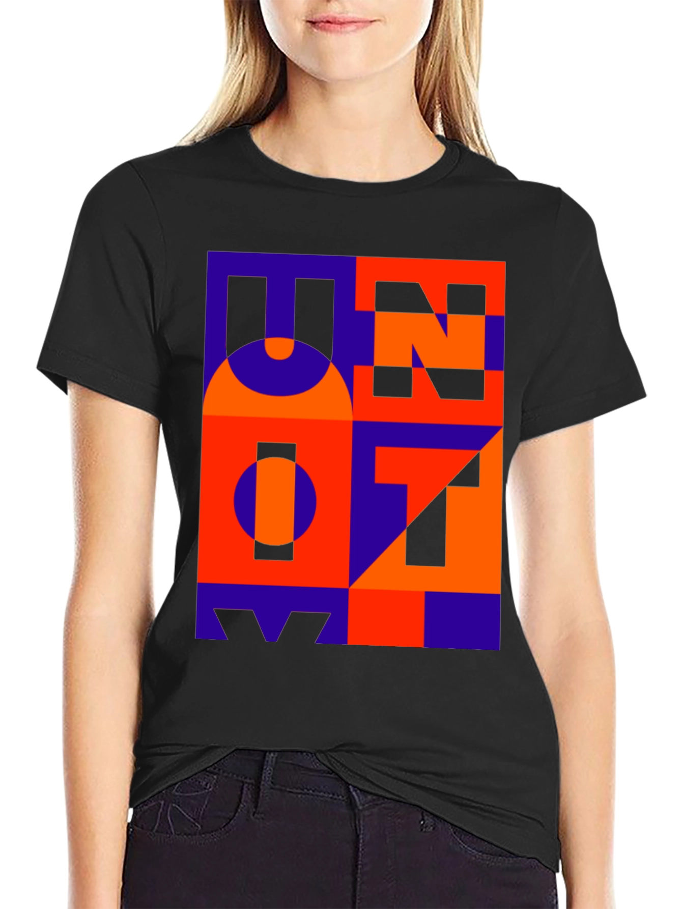 Black Abstract Geometric T-Shirt view 2