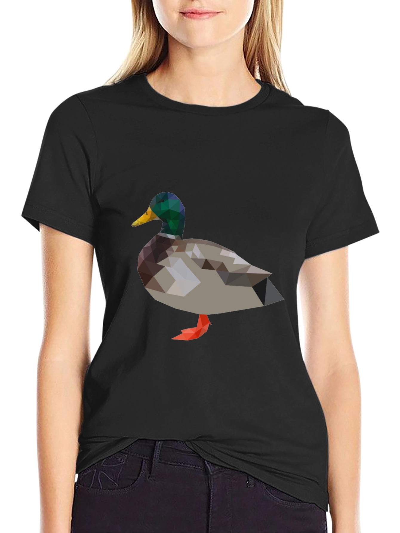 Black Geometric Duck Graphic T-Shirt view 2