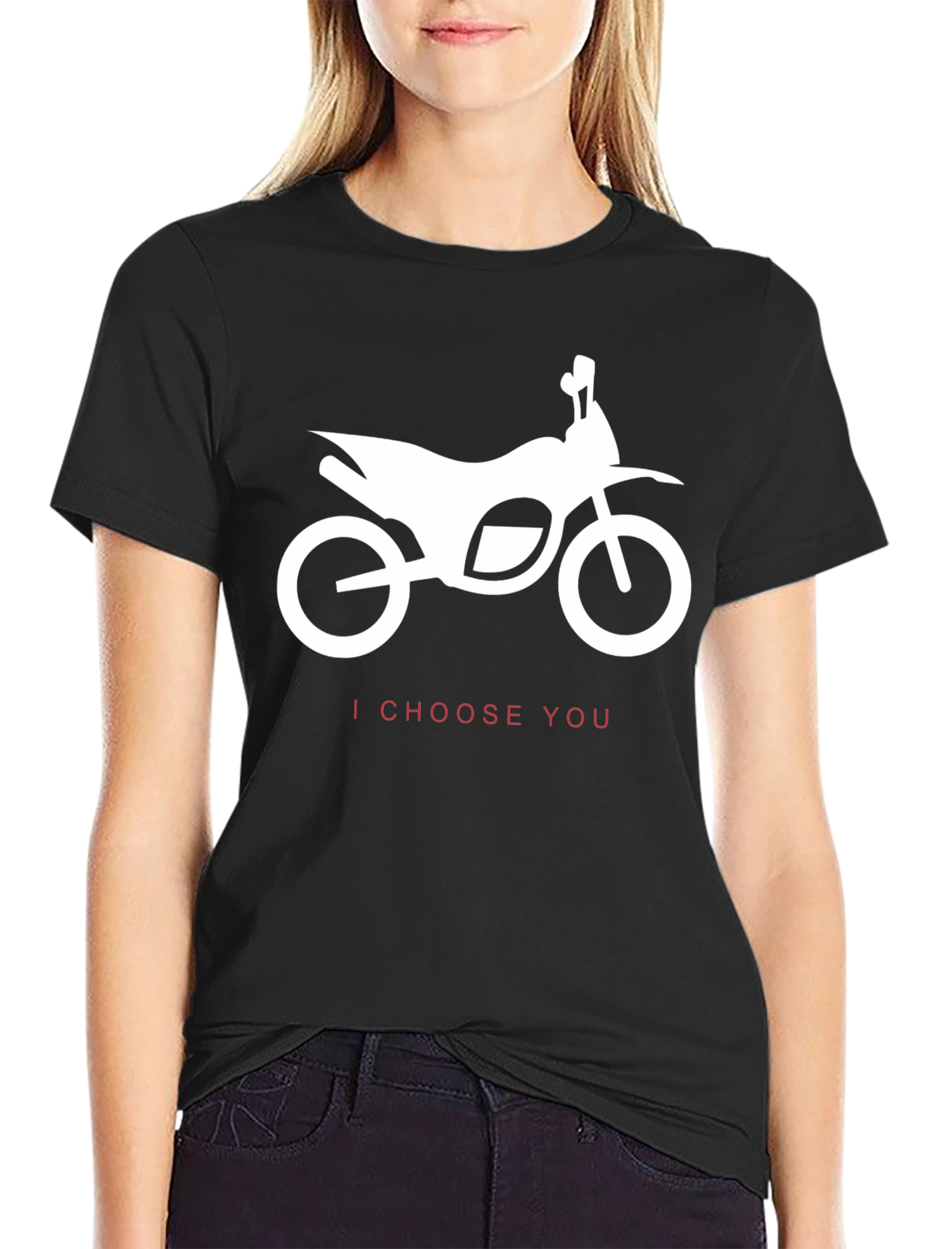 Black Motorcycle Graphic Tee - I Choose You Design - Black view 2