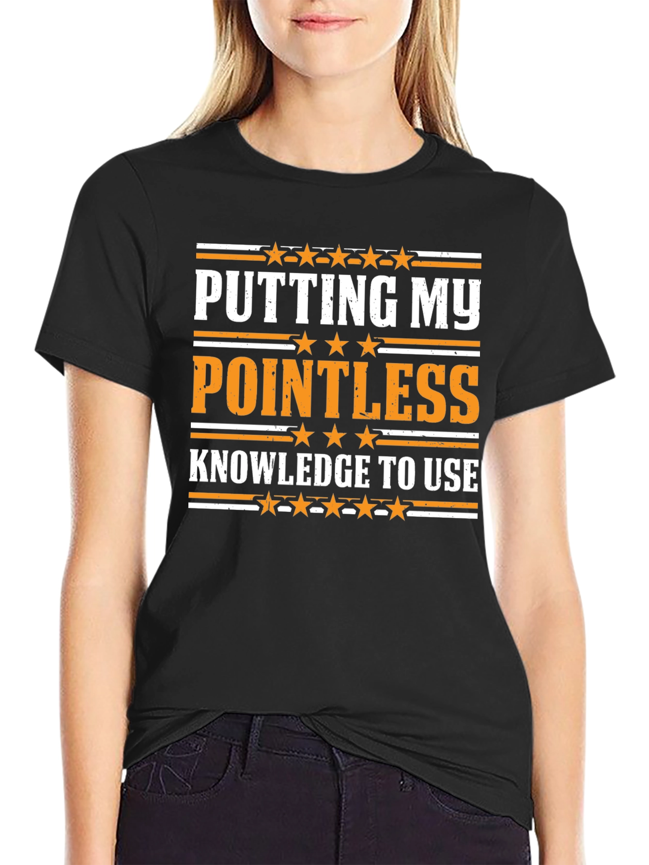 Black Pointless Knowledge Graphic Tee - Sarcastic Humor Shirt view 2