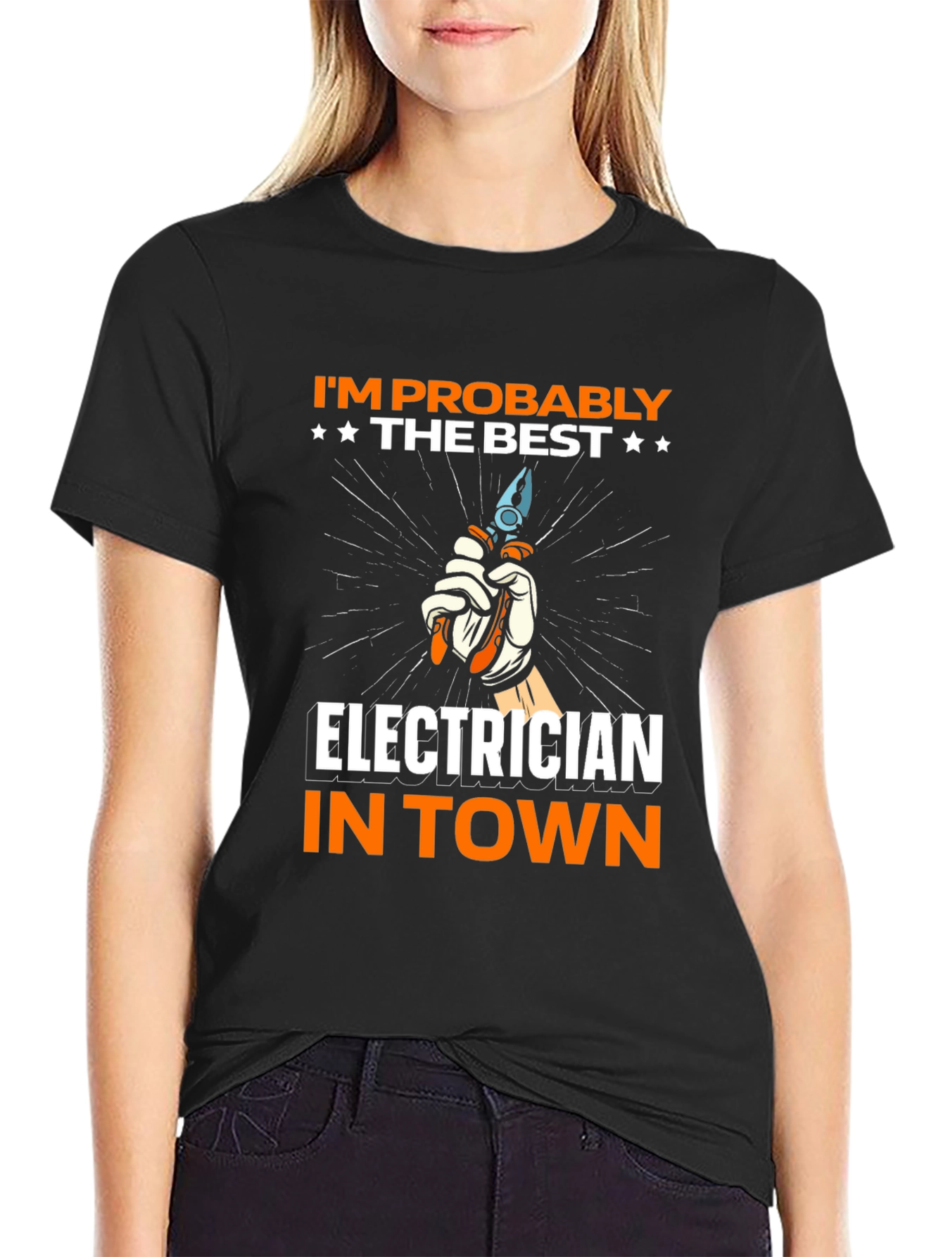 Black Electrician T-Shirt - Best in Town! view 2