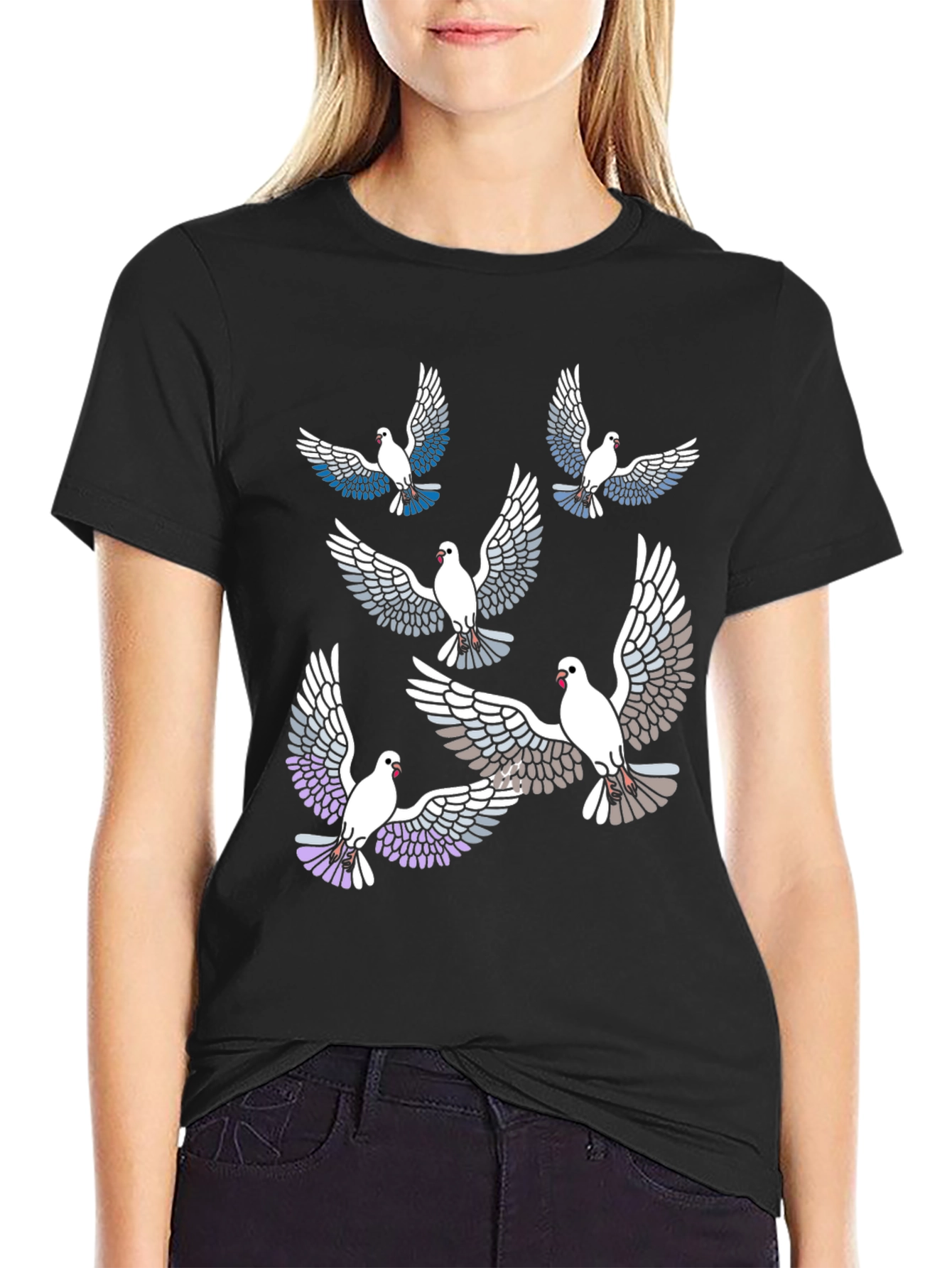 Black Dove Print T-Shirt view 2