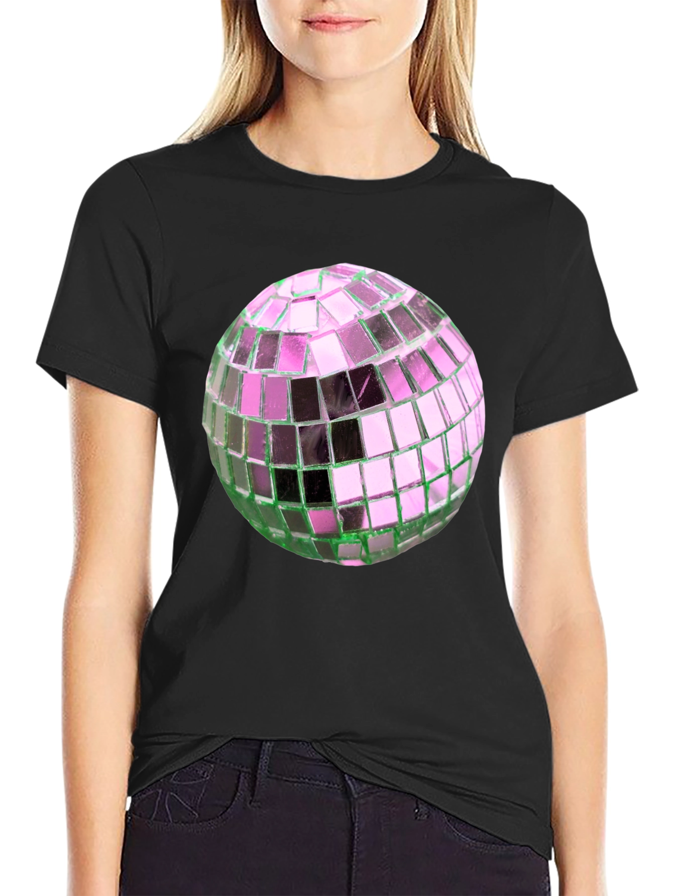 Black Disco Ball Graphic Tee - Party Ready Style view 2