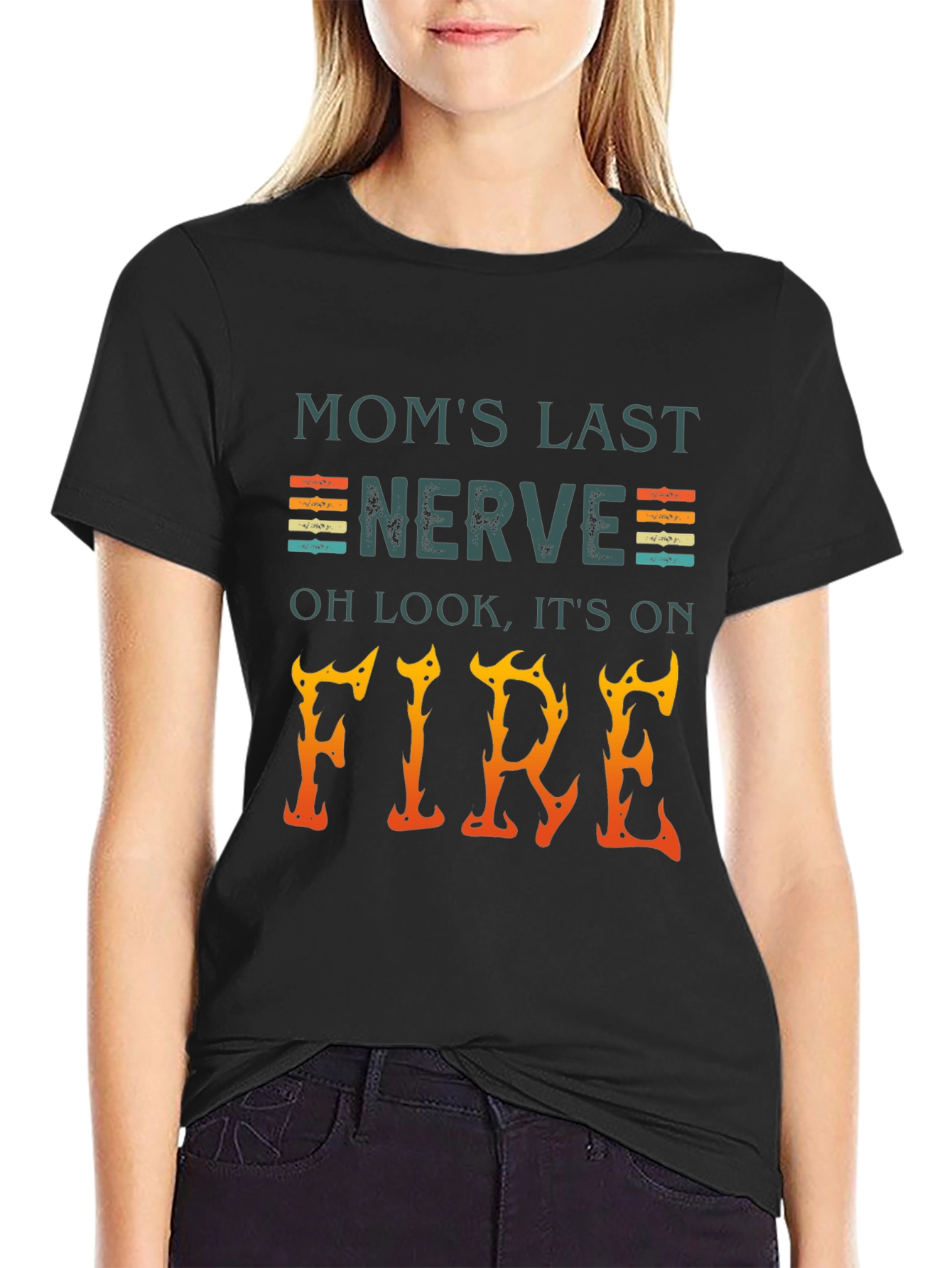 Black Mom's Last Nerve On Fire Graphic Tee view 2