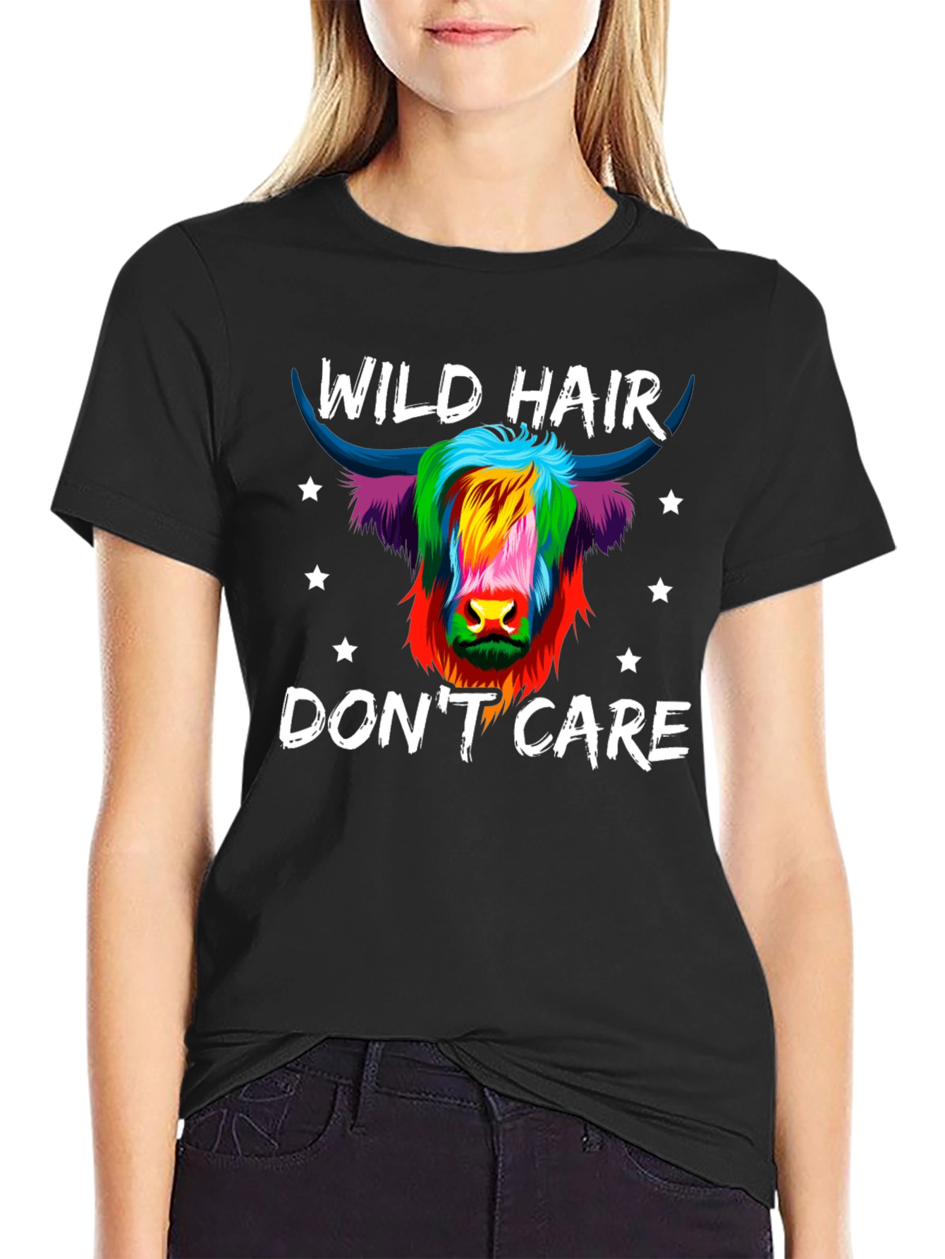 Black Wild Hair Don't Care T-Shirt view 2
