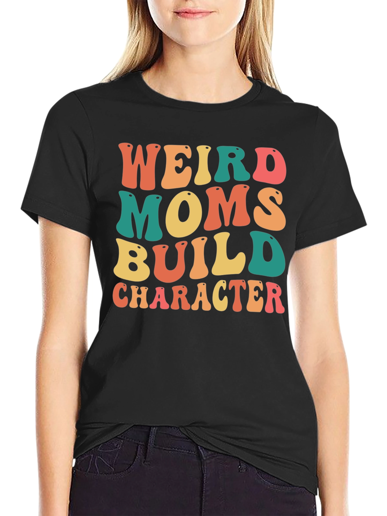 Black Weird Moms Build Character Graphic T-Shirt view 2