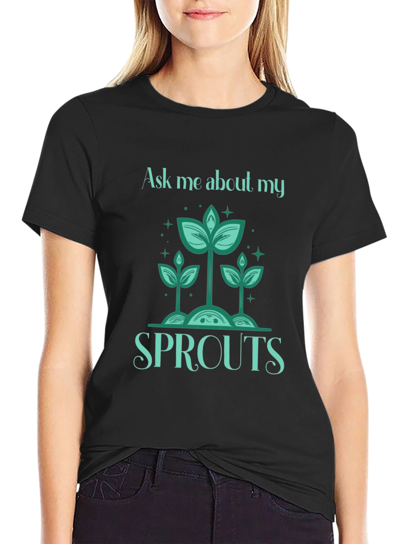 Black Ask Me About My Sprouts T-Shirt - Gardener's Delight view 2
