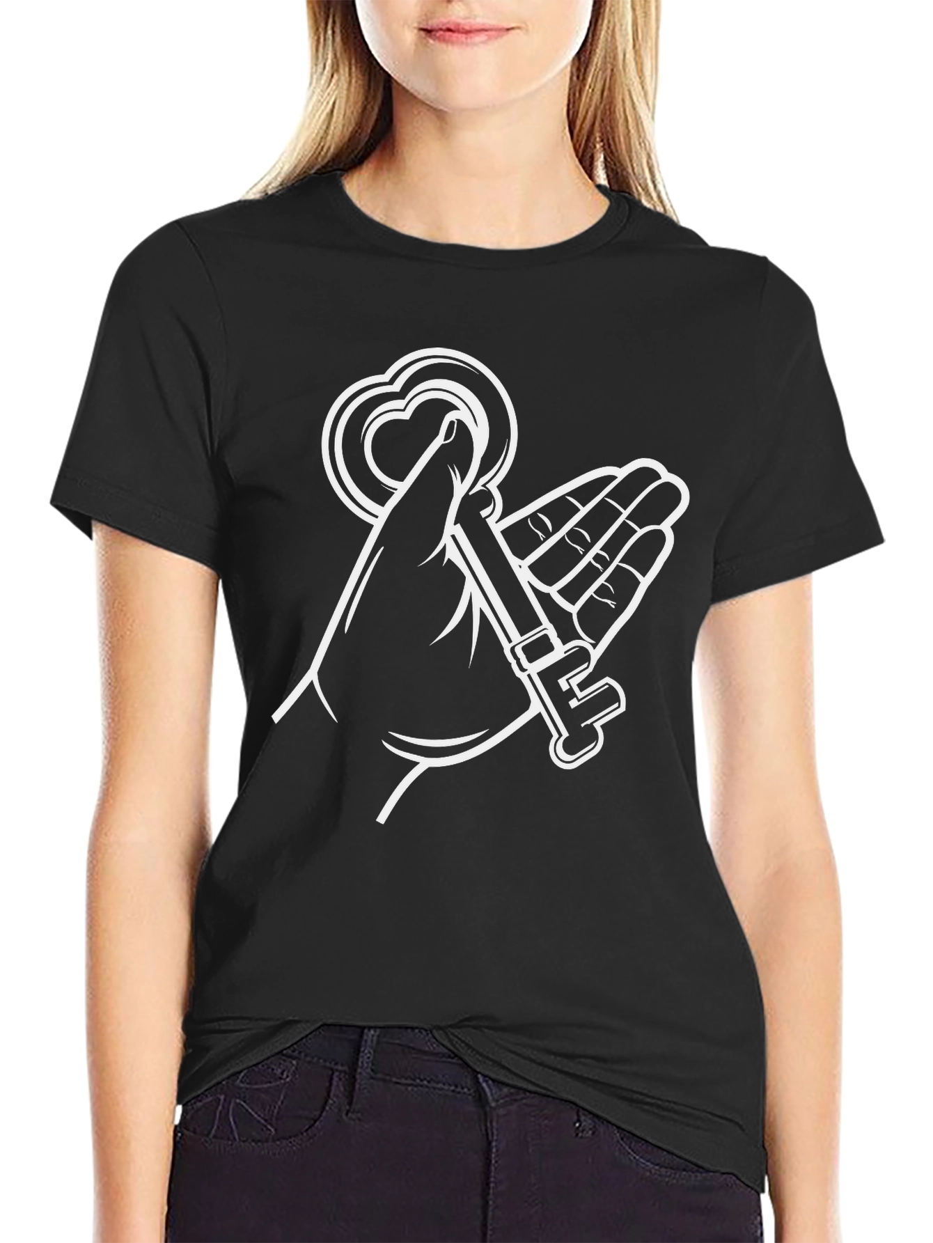 Black Heart Key T-Shirt - Unlock Your Style view 2