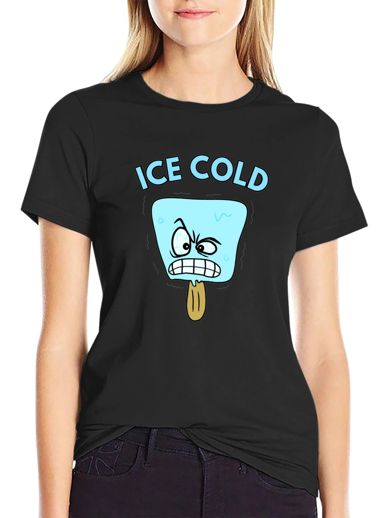 Black Ice Cold Cartoon Graphic T-Shirt view 2