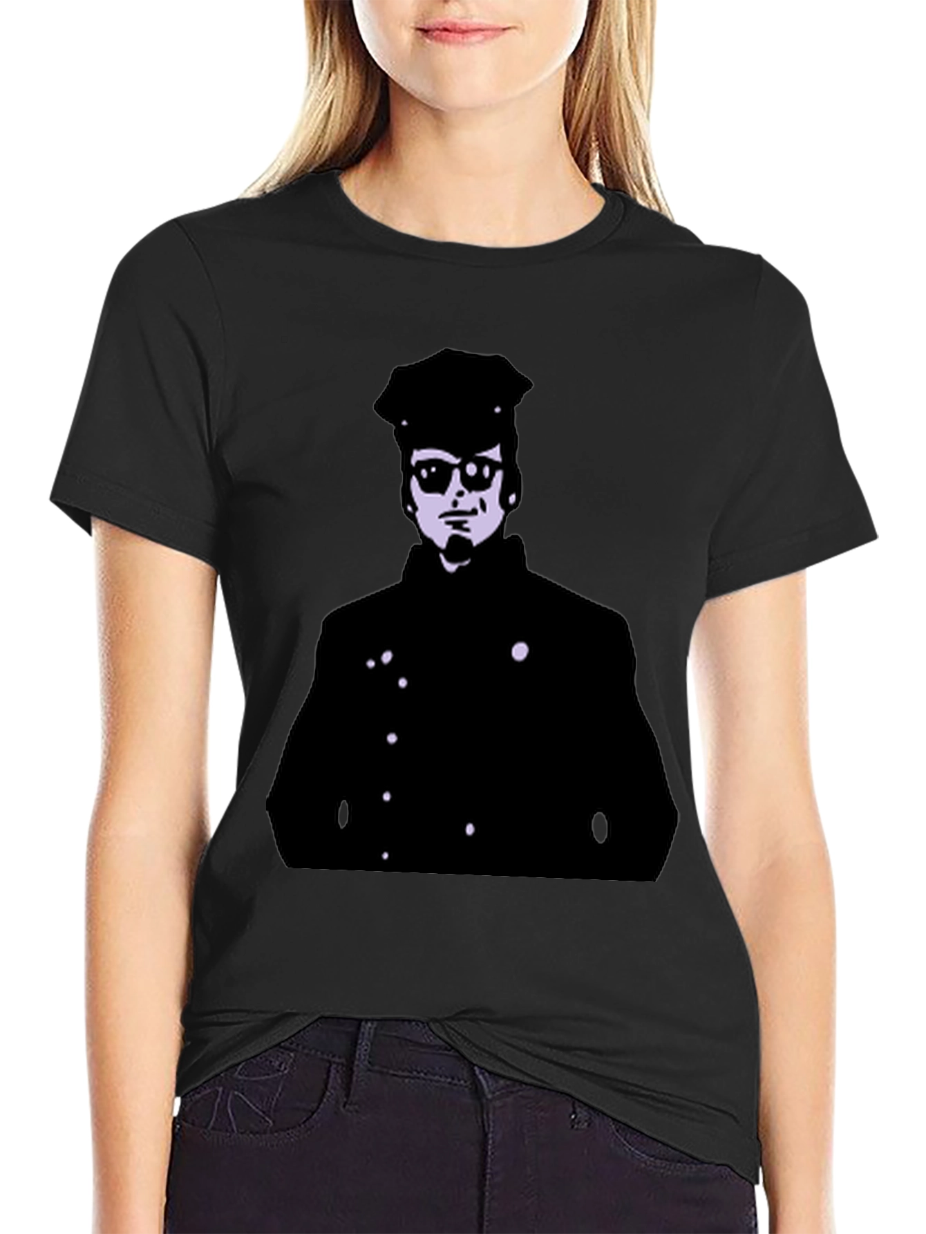 Black Cool Silhouette Graphic Black T-Shirt view 2