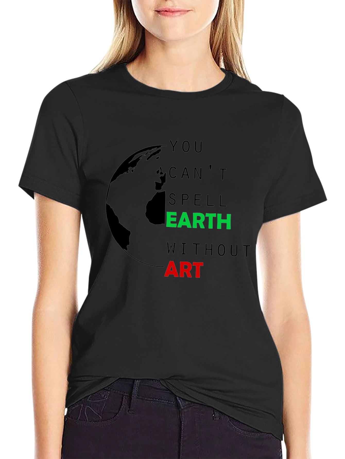 Black Earth Art T-Shirt - Black Graphic Tee for Nature Lovers view 2