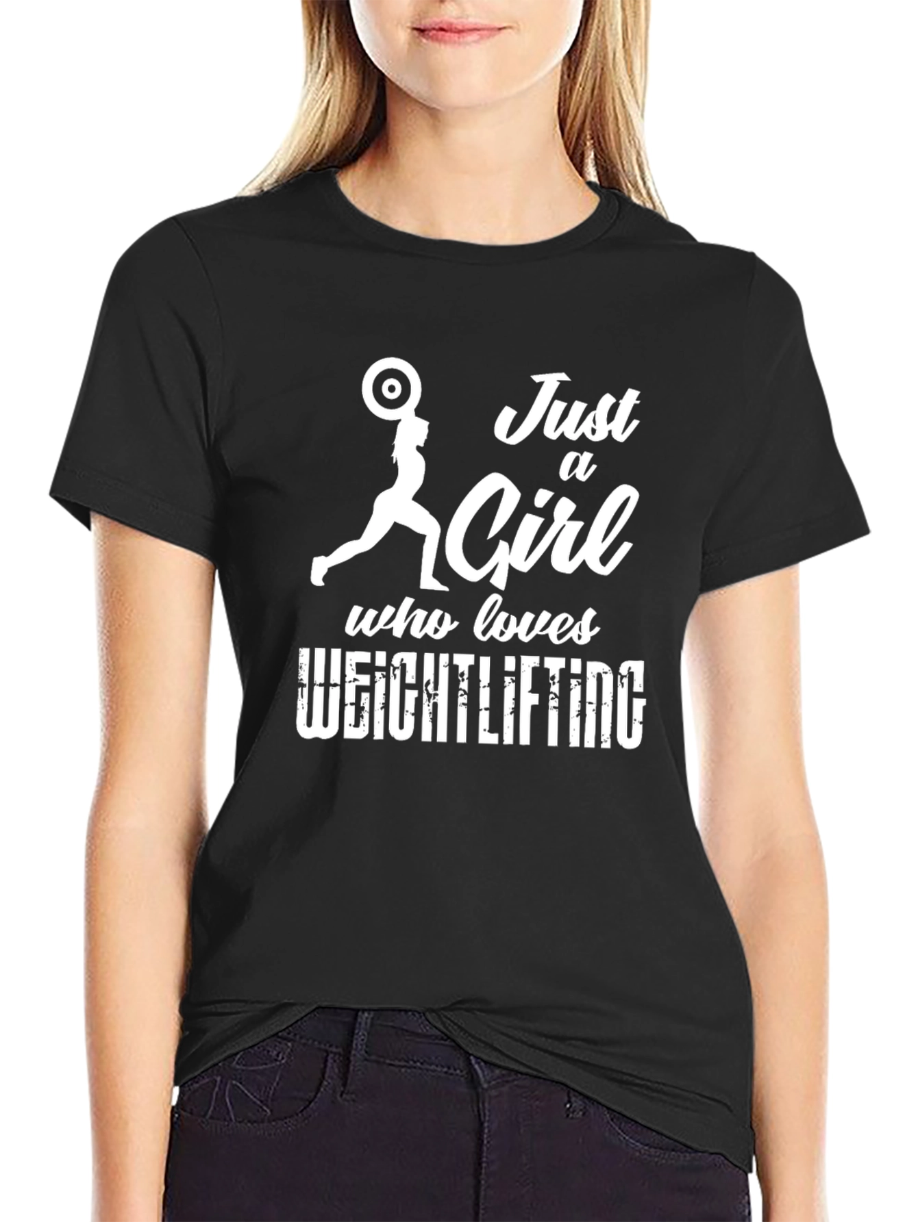 Black Weightlifting Girl's T-Shirt - Fitness Gift view 2