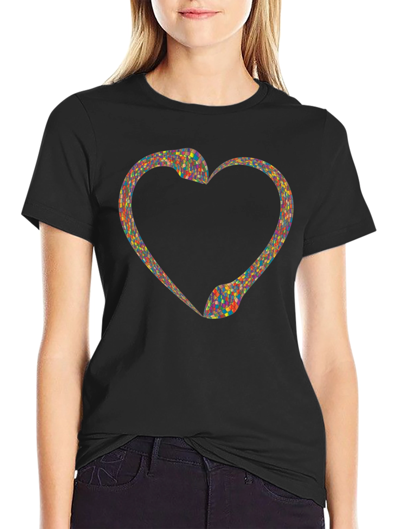 Black Heart Snakes T-Shirt - Black view 2