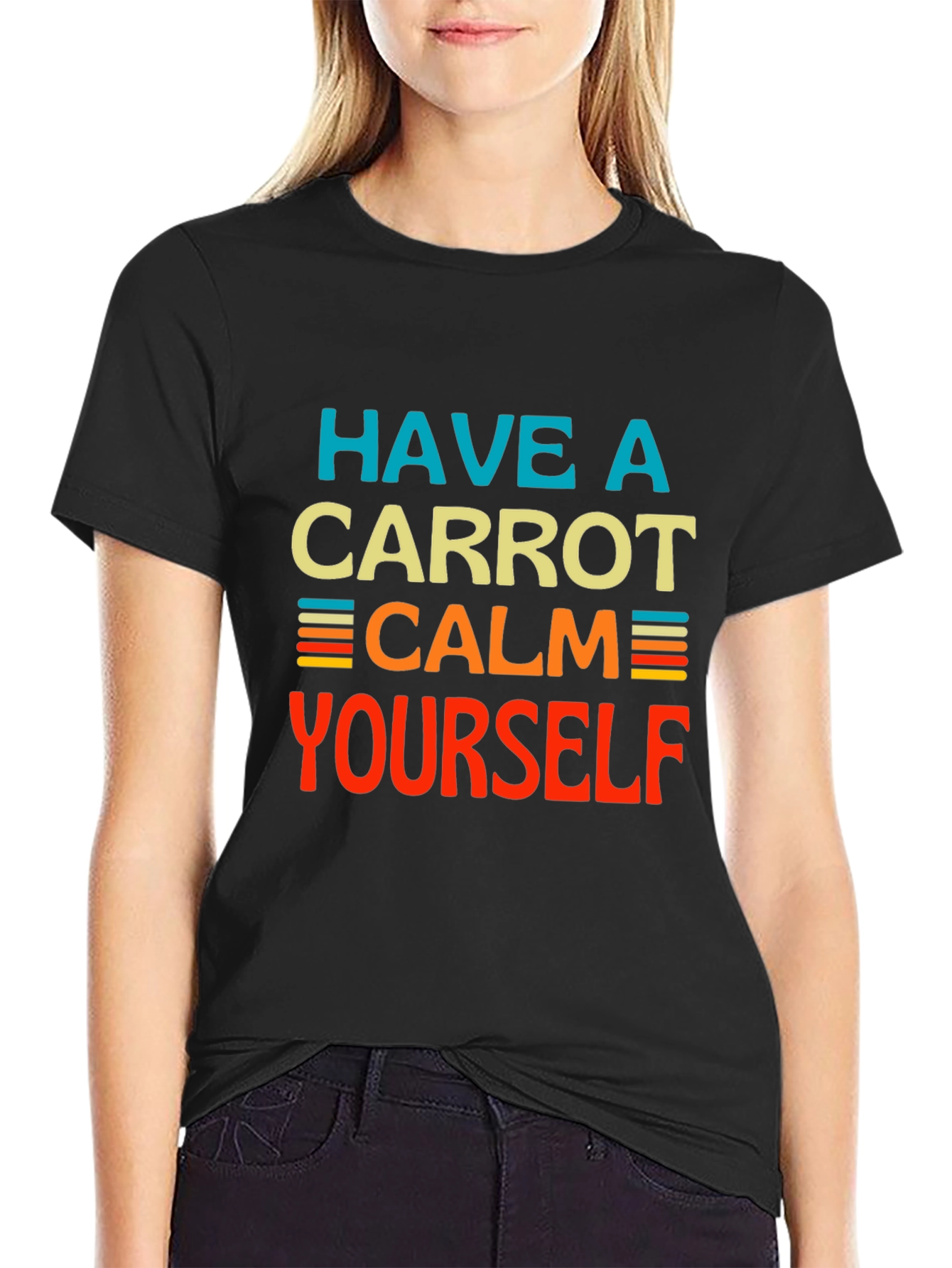 Black Have a Carrot Calm Yourself - Graphic T-Shirt view 2