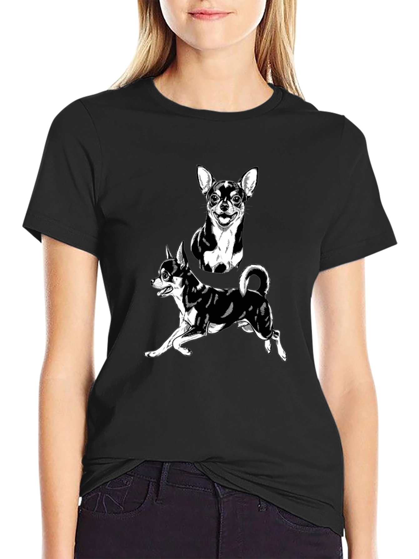 Black Chihuahua Graphic Black T-Shirt | Dog Lover Tee view 2