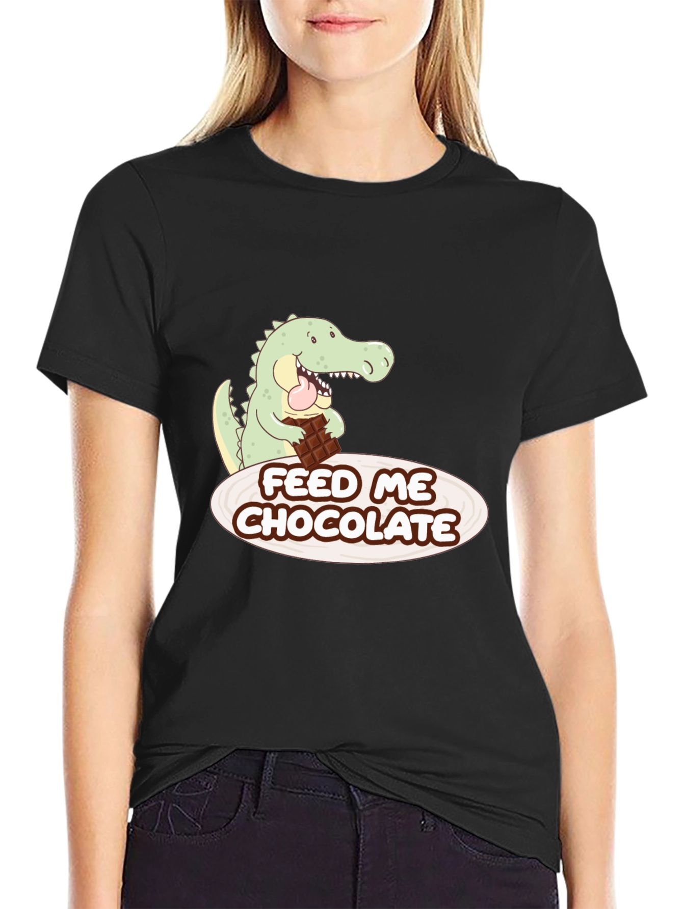 Black Funny Alligator Chocolate Lover Graphic Tee view 2
