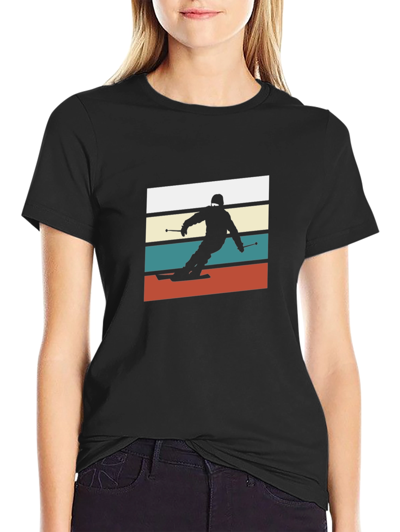 Black Retro Ski T-Shirt - Black view 2