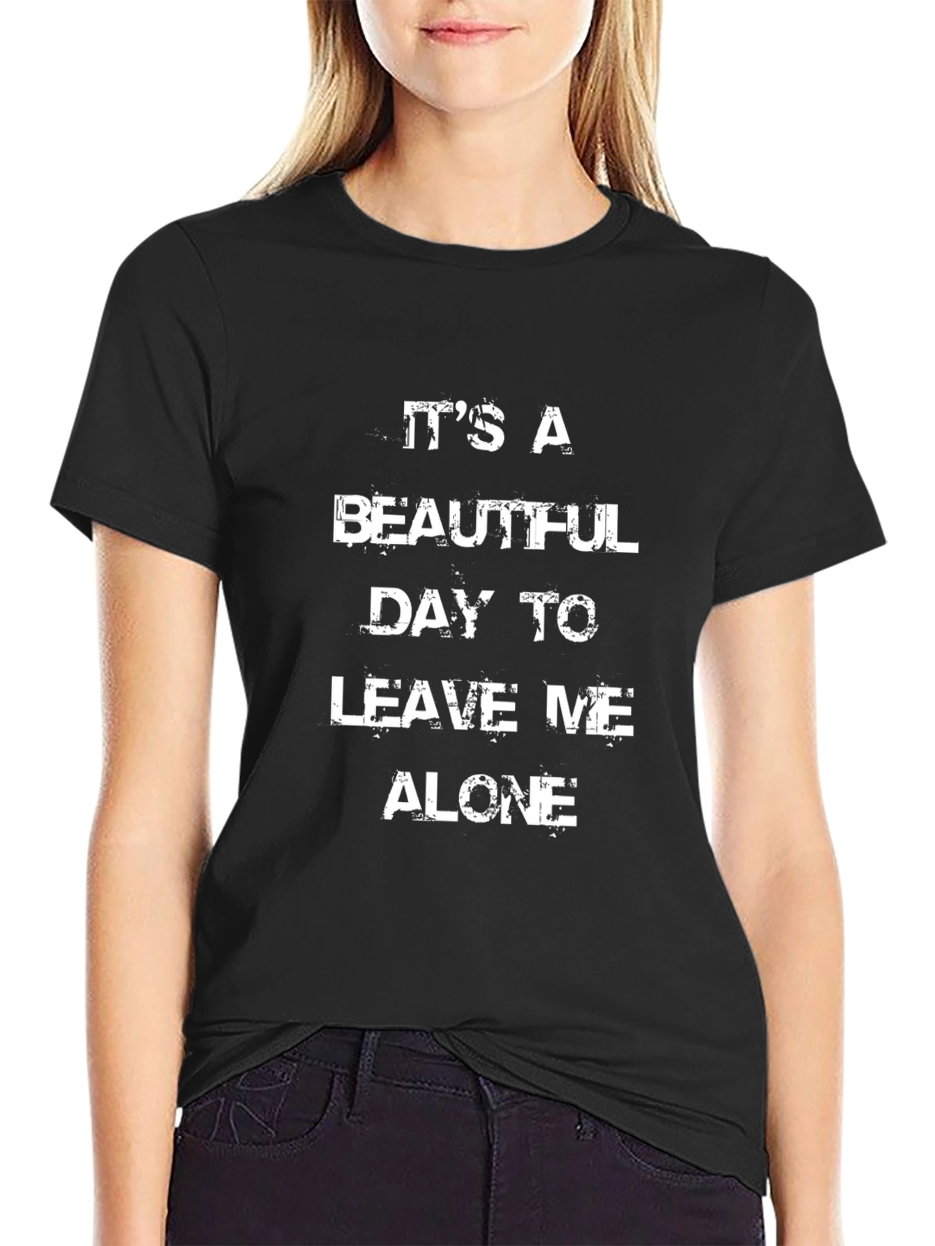 Black It's A Beautiful Day To Leave Me Alone Graphic Tee view 2