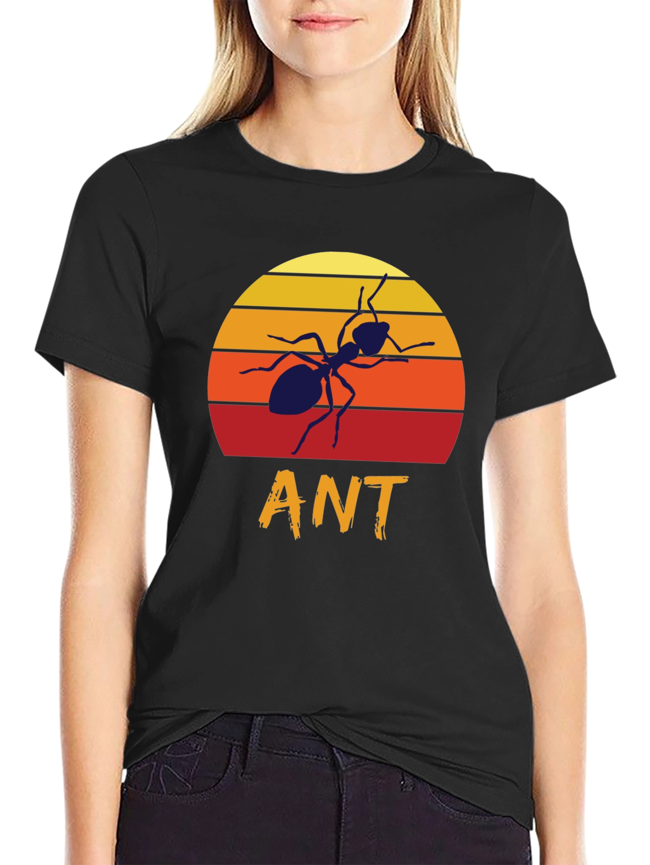 Black Retro Sunset Ant Graphic T-Shirt view 2