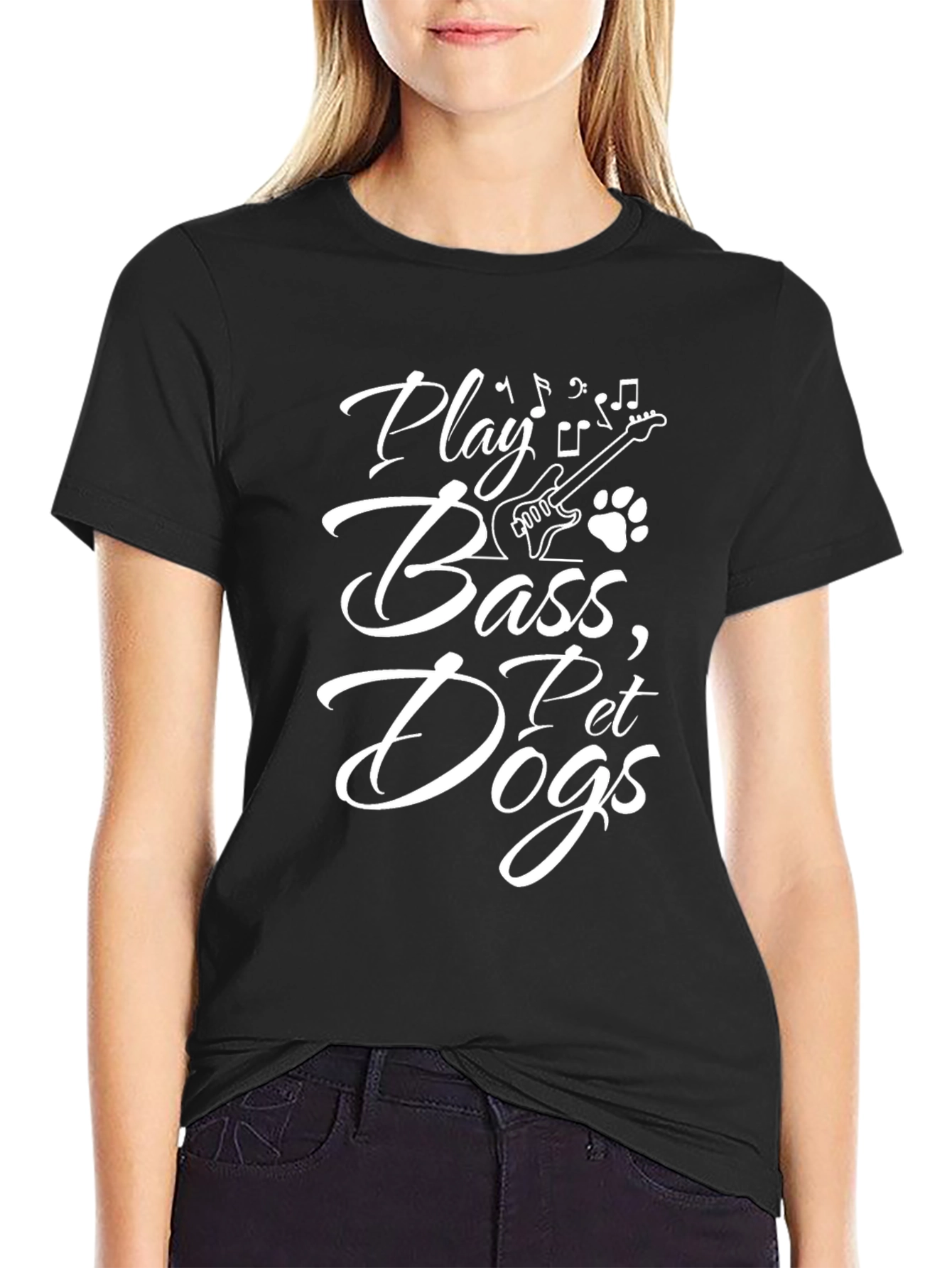 Black Play Bass, Pet Dogs Black Graphic Tee view 2