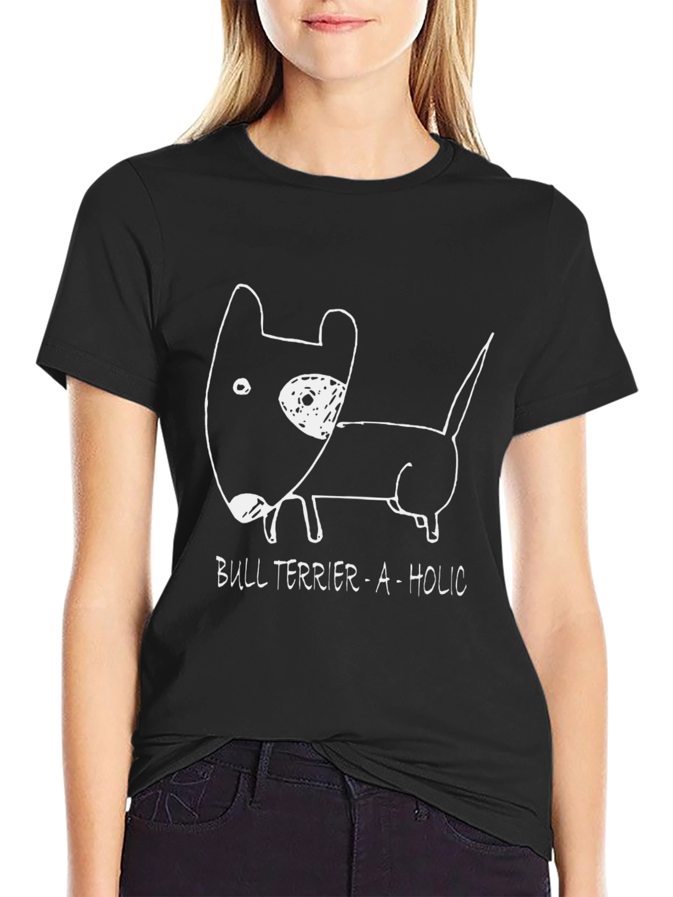 Black Bull Terrier-A-Holic Black Graphic Tee view 2