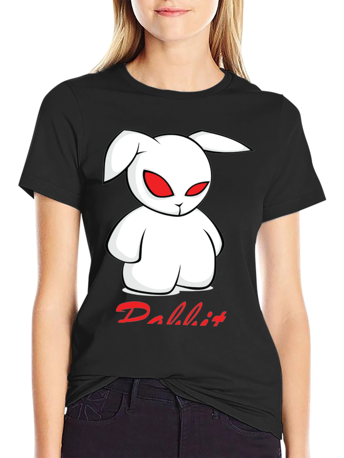 Black Rabbit Graphic Print T-Shirt view 2