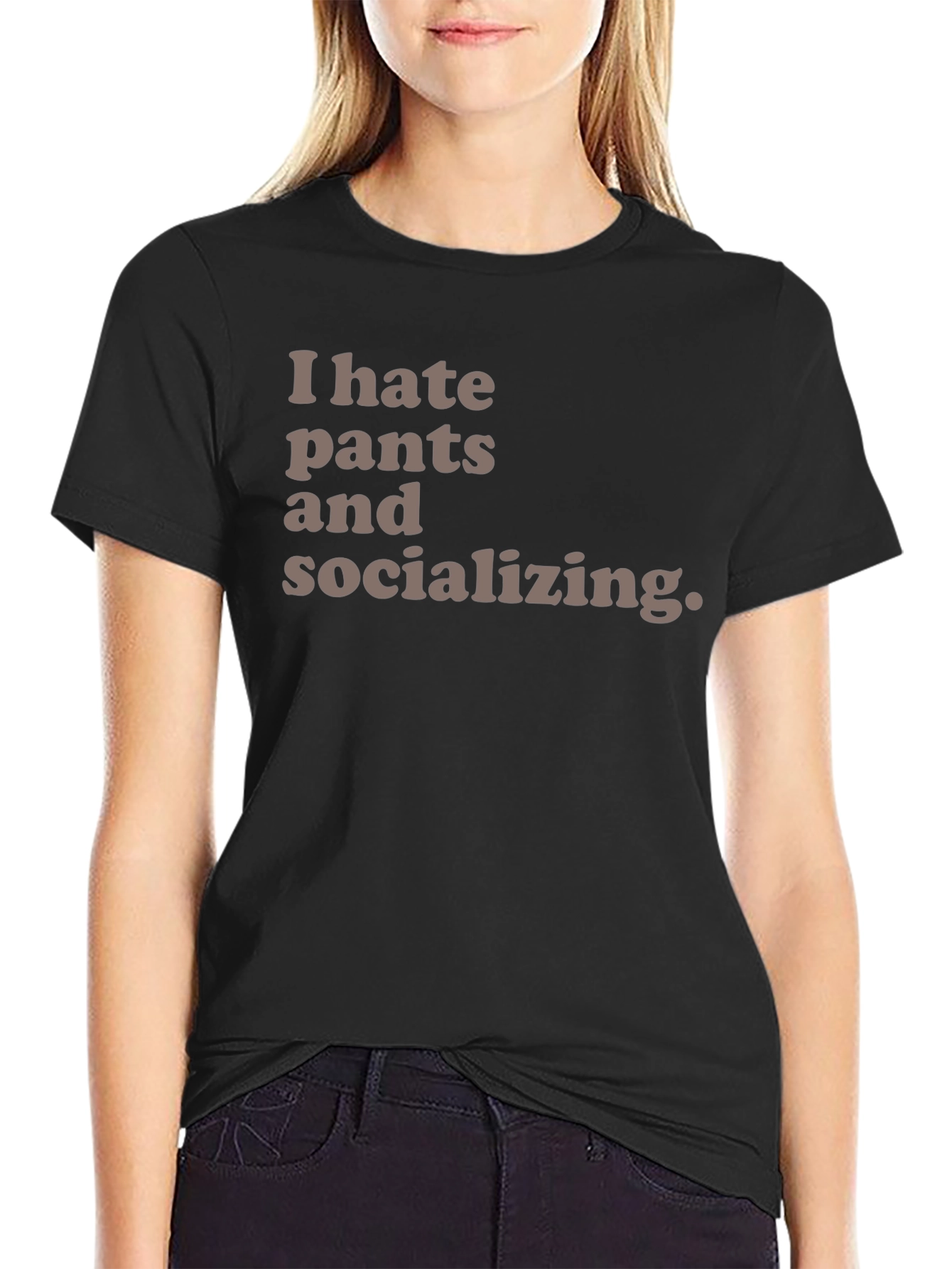 Black I Hate Pants and Socializing Graphic Tee view 2