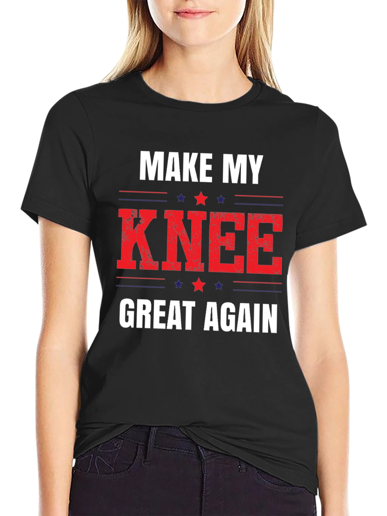 Black Make My Knee Great Again Graphic Tee view 2