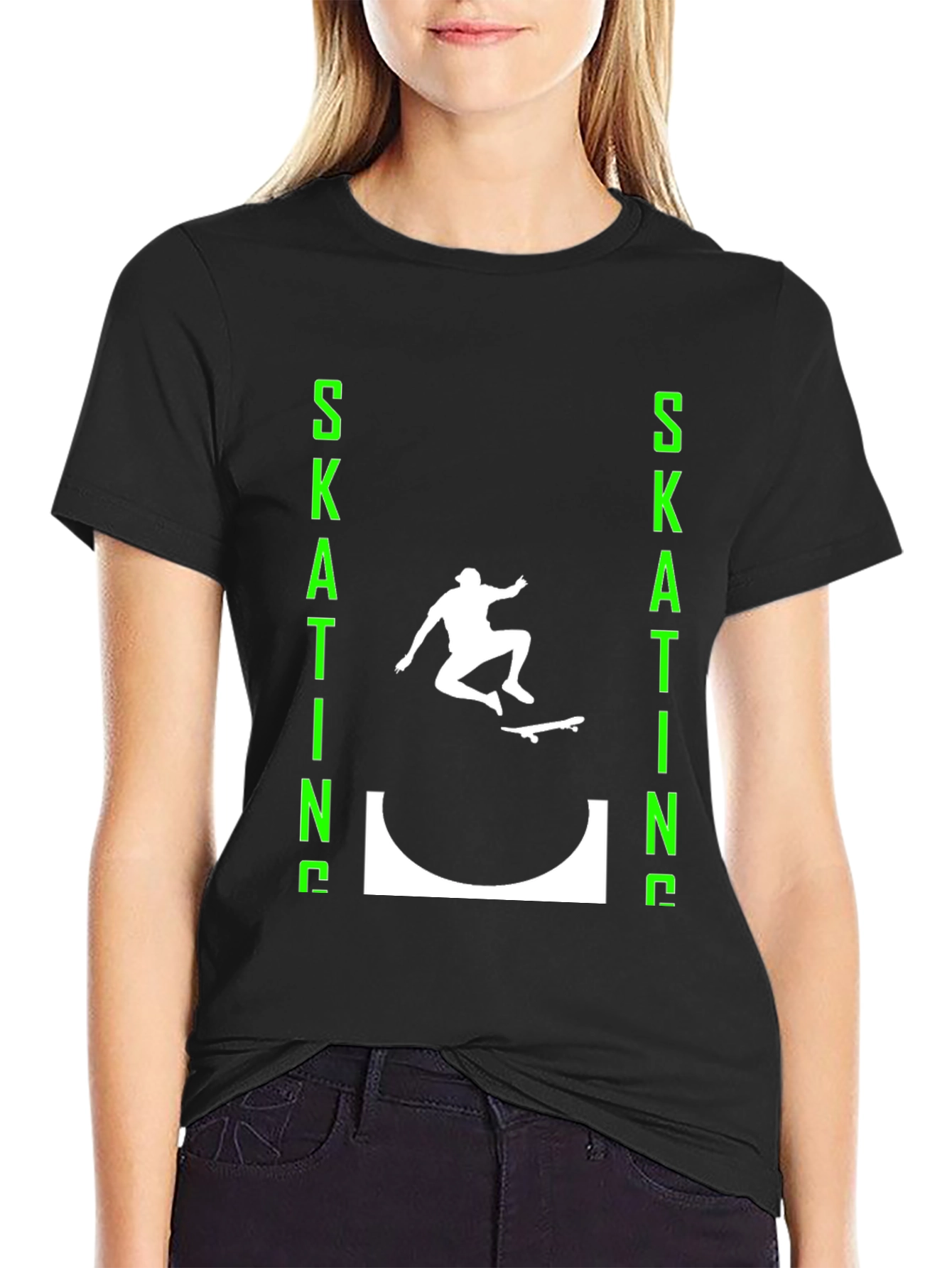 Black Skating T-Shirt - Cool Graphic Design view 2