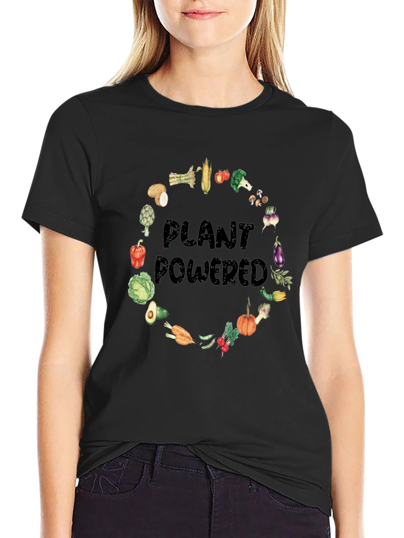 Black Plant Powered Graphic T-Shirt view 2