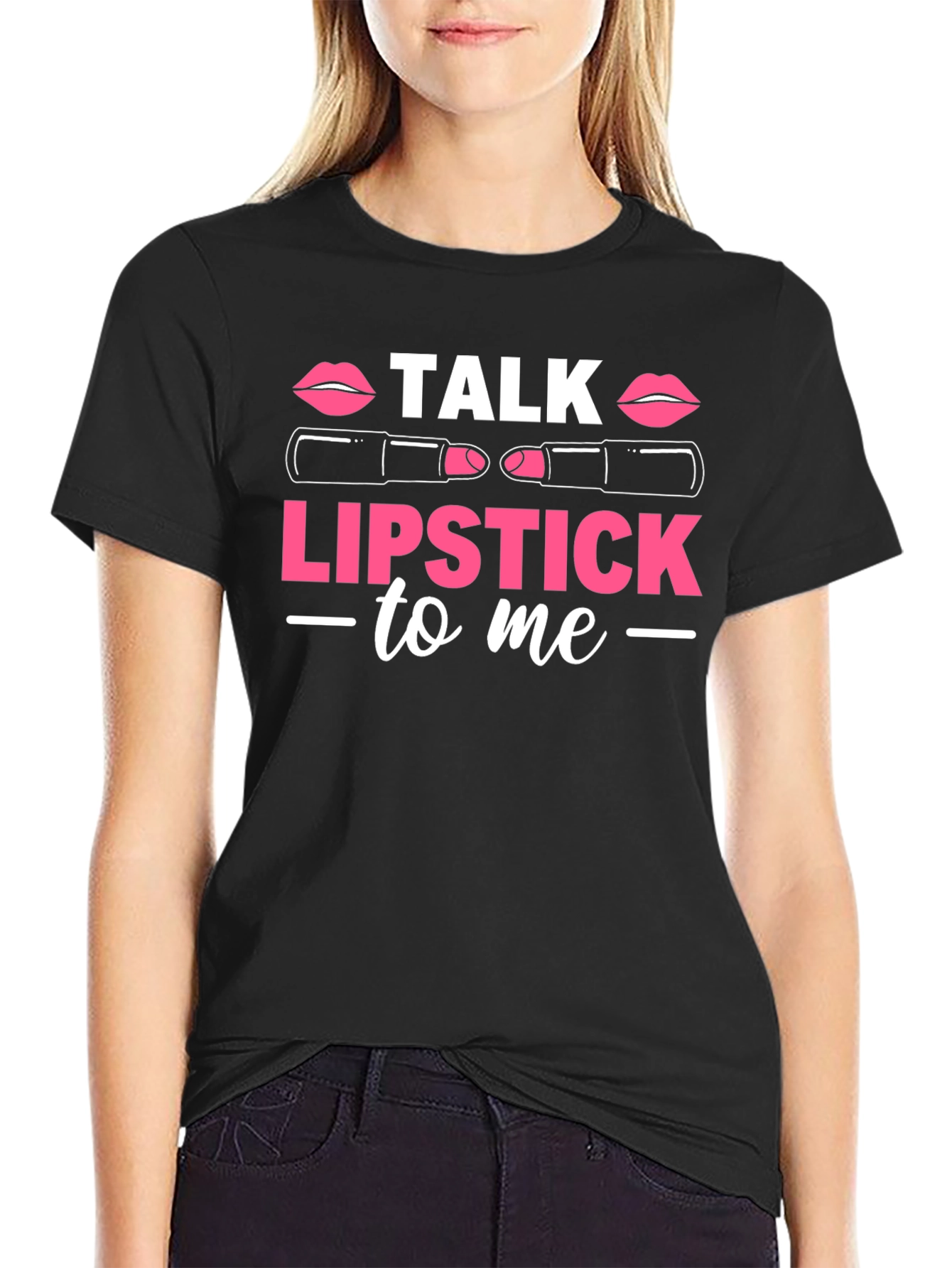 Black Talk Lipstick To Me Graphic T-Shirt view 2