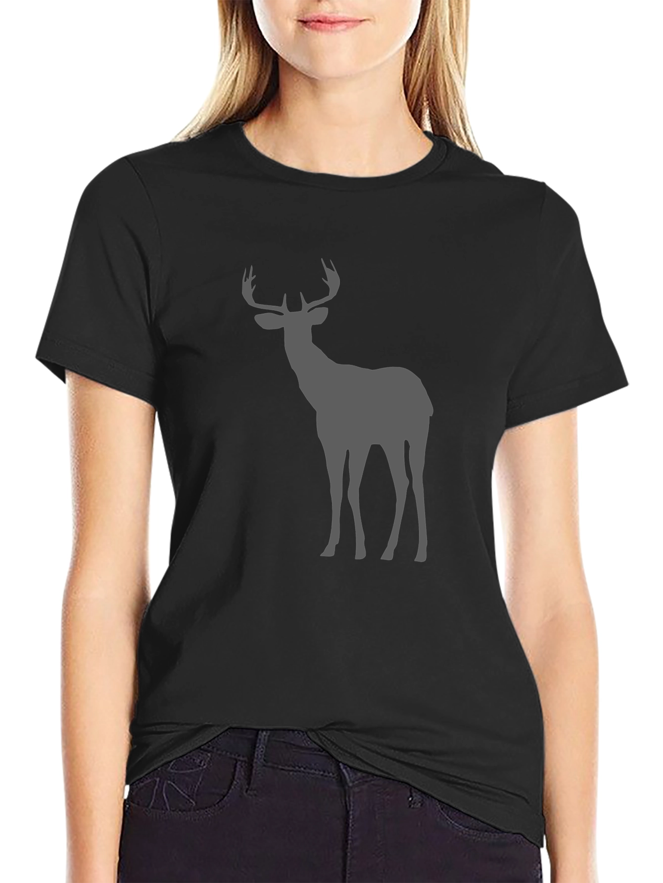 Black Men's Black Deer Graphic Tee - Nature Inspired Style view 2