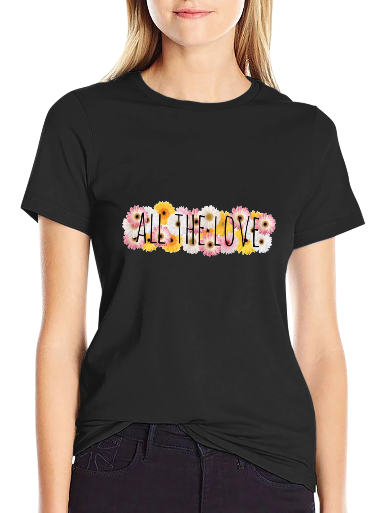 Black All The Love Floral Graphic Tee - Black view 2