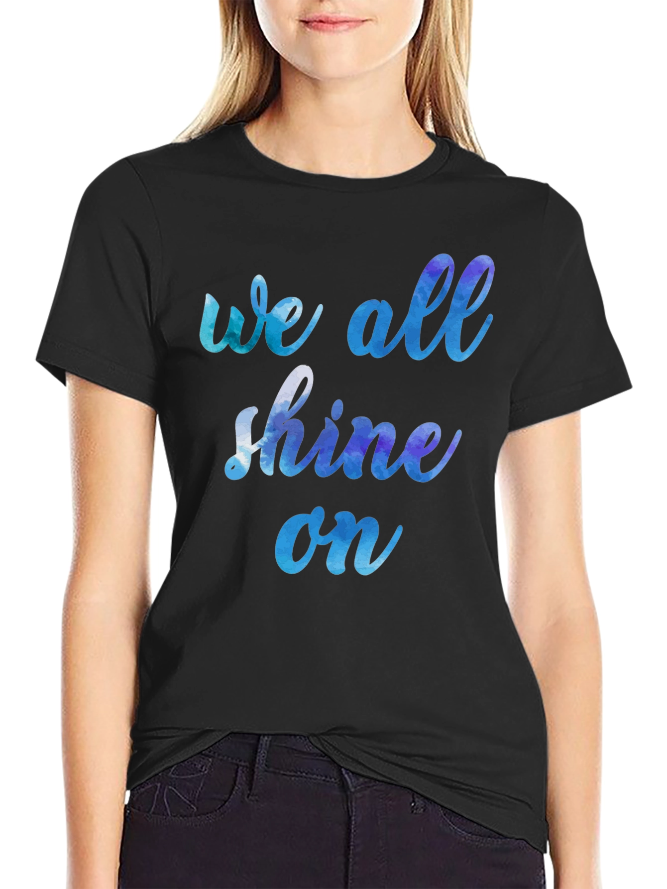 Black We All Shine On Graphic Tee - Soft Cotton Blend view 2
