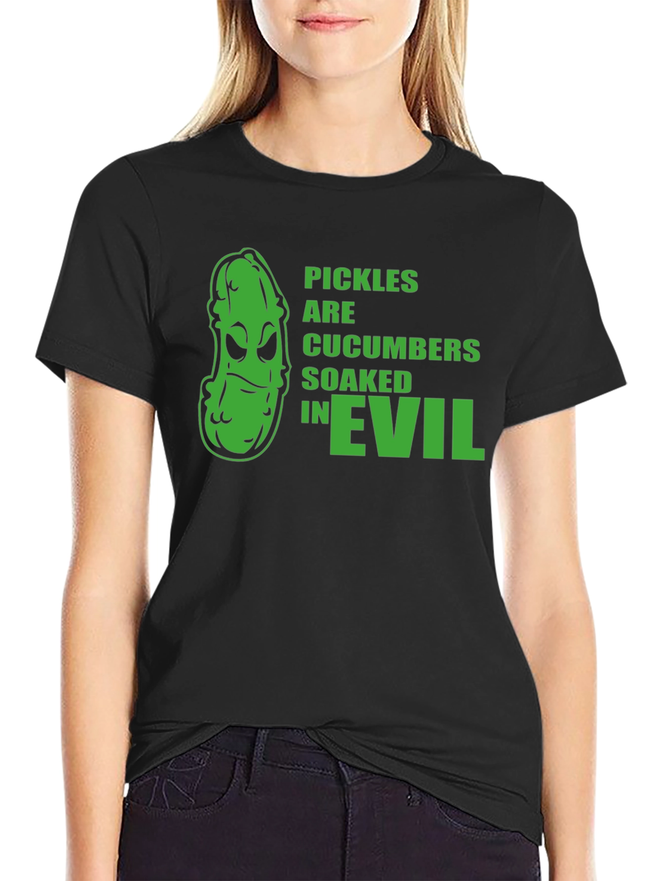 Black Pickles Are Cucumbers Soaked In Evil T-Shirt view 2