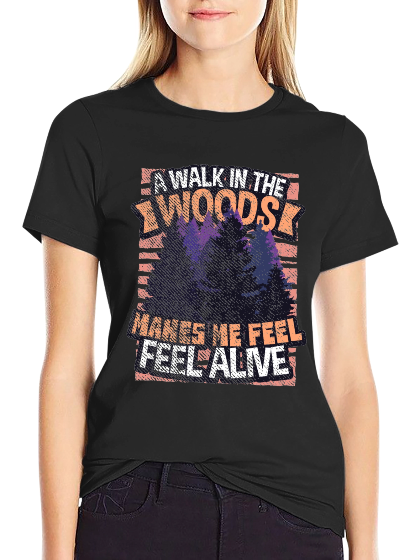 Black Nature Lover's Walk in the Woods Black T-Shirt view 2