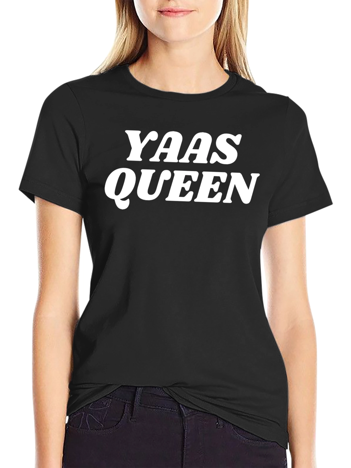 Black Yass Queen Graphic T-Shirt - Trendy Slogan Tee view 2