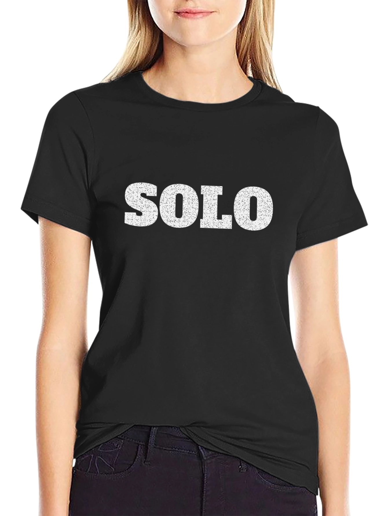 Black Men's "SOLO" Graphic Black T-Shirt view 2