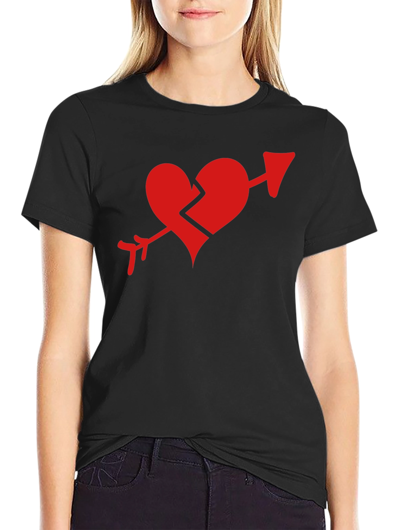 Black Broken Heart Arrow Graphic Tee - Mens T-Shirt view 2