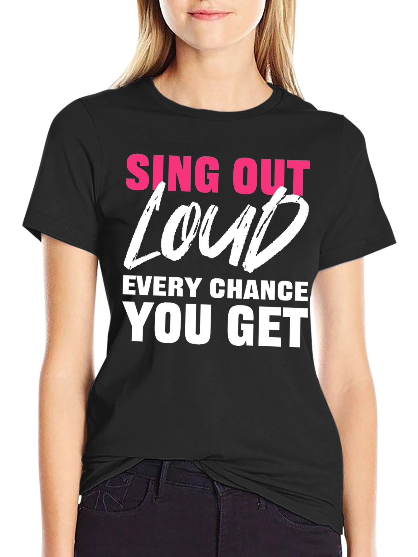 Black Sing Out Loud T-Shirt - Motivational Tee view 2